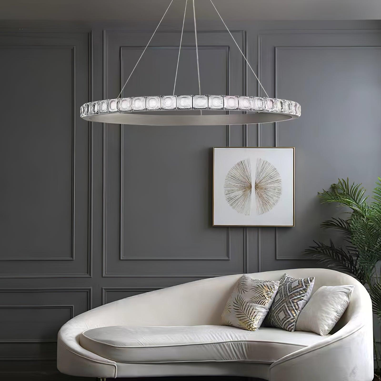 Avzorion Modern Minimalist Ring Glass Metal Chandelier - Blowlighting