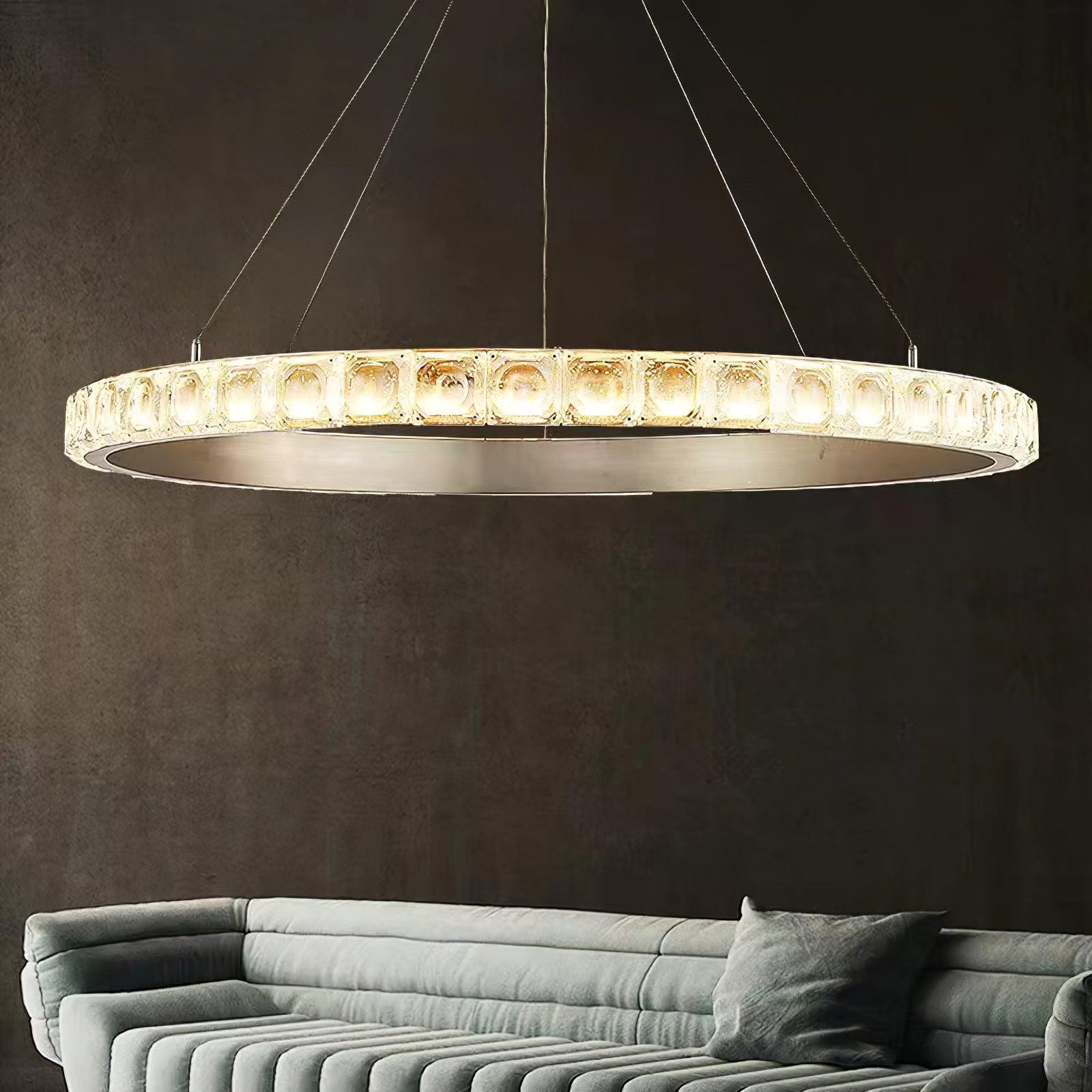 Avzorion Modern Minimalist Ring Glass Metal Chandelier - Blowlighting