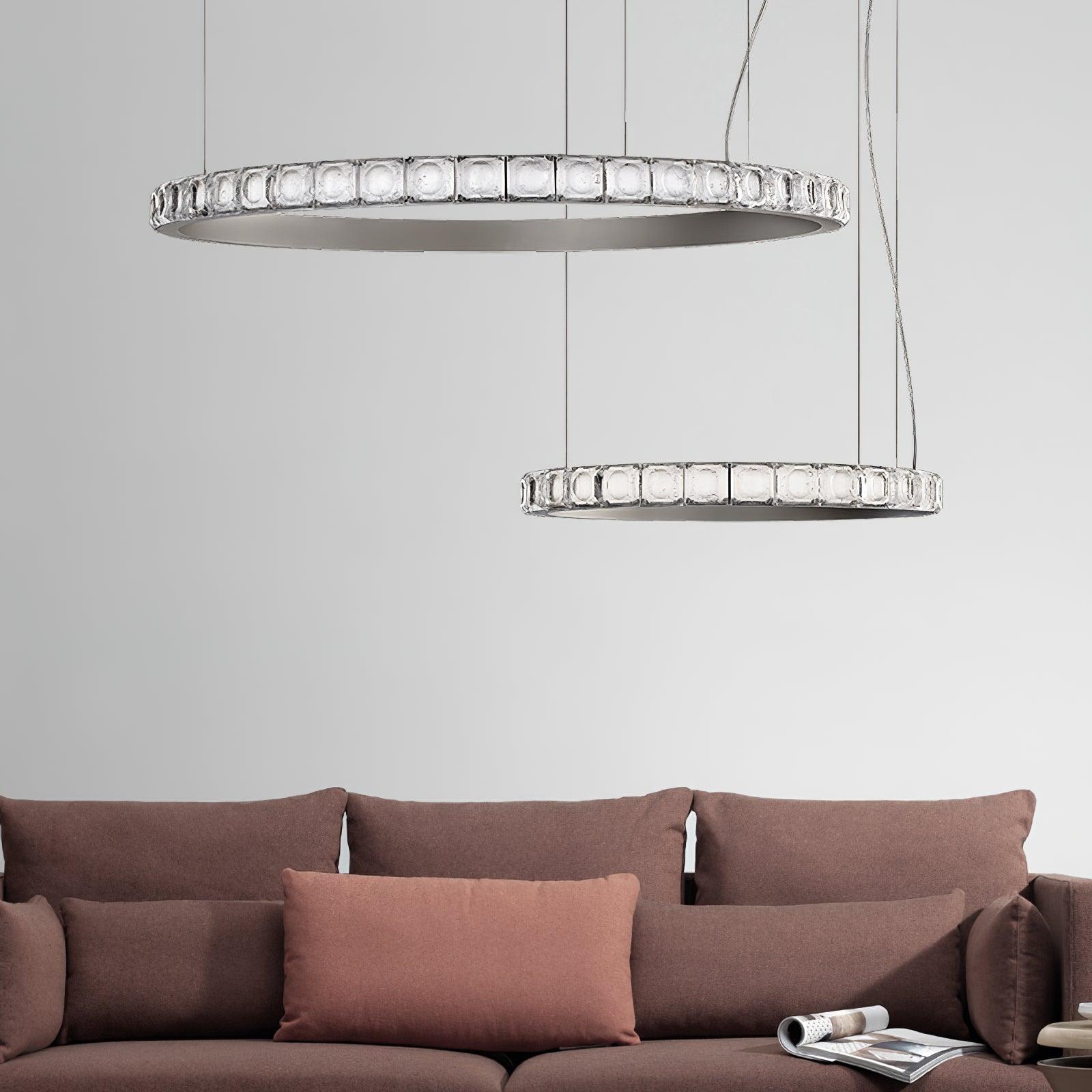 Avzorion Modern Minimalist Ring Glass Metal Chandelier - Blowlighting