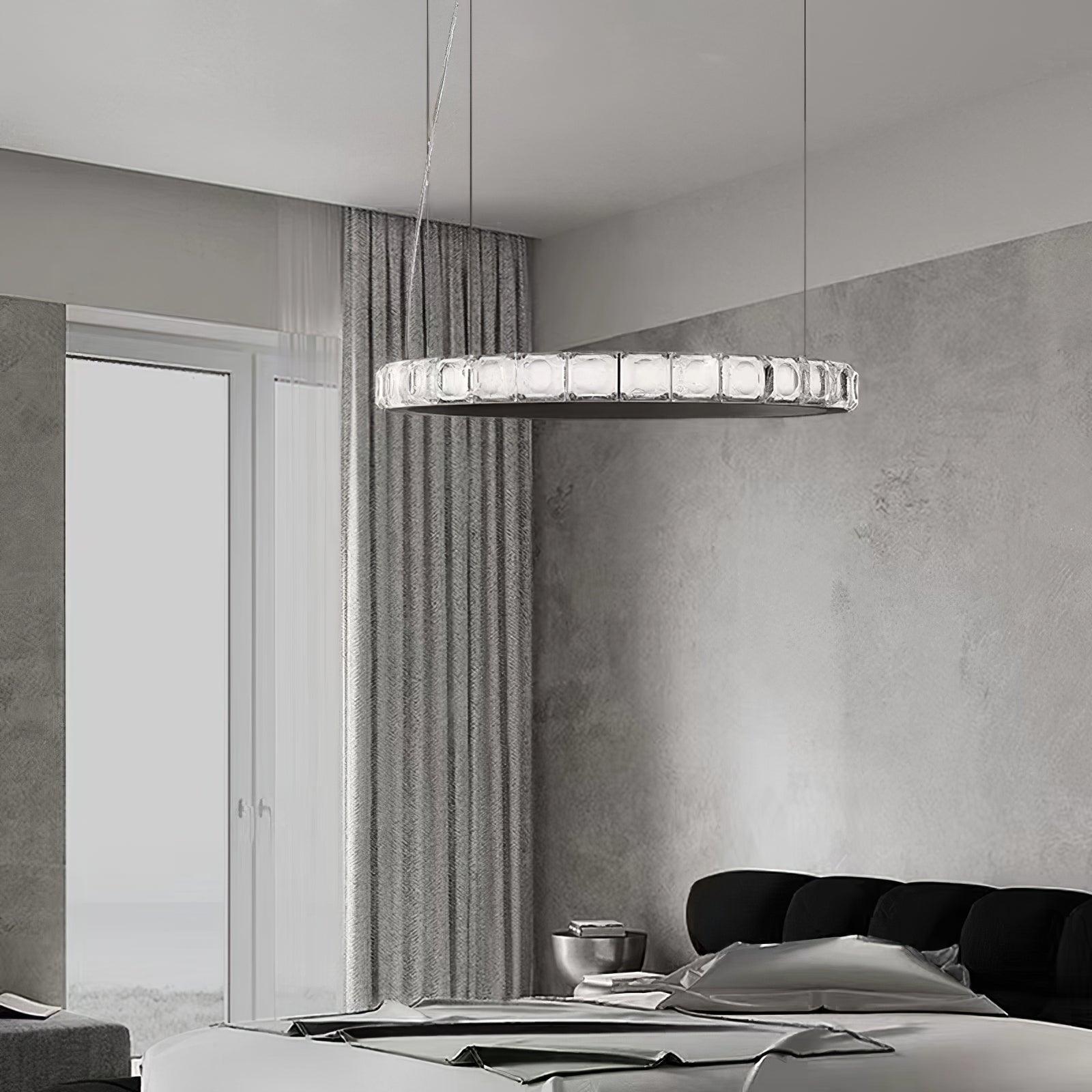 Avzorion Modern Minimalist Ring Glass Metal Chandelier - Blowlighting