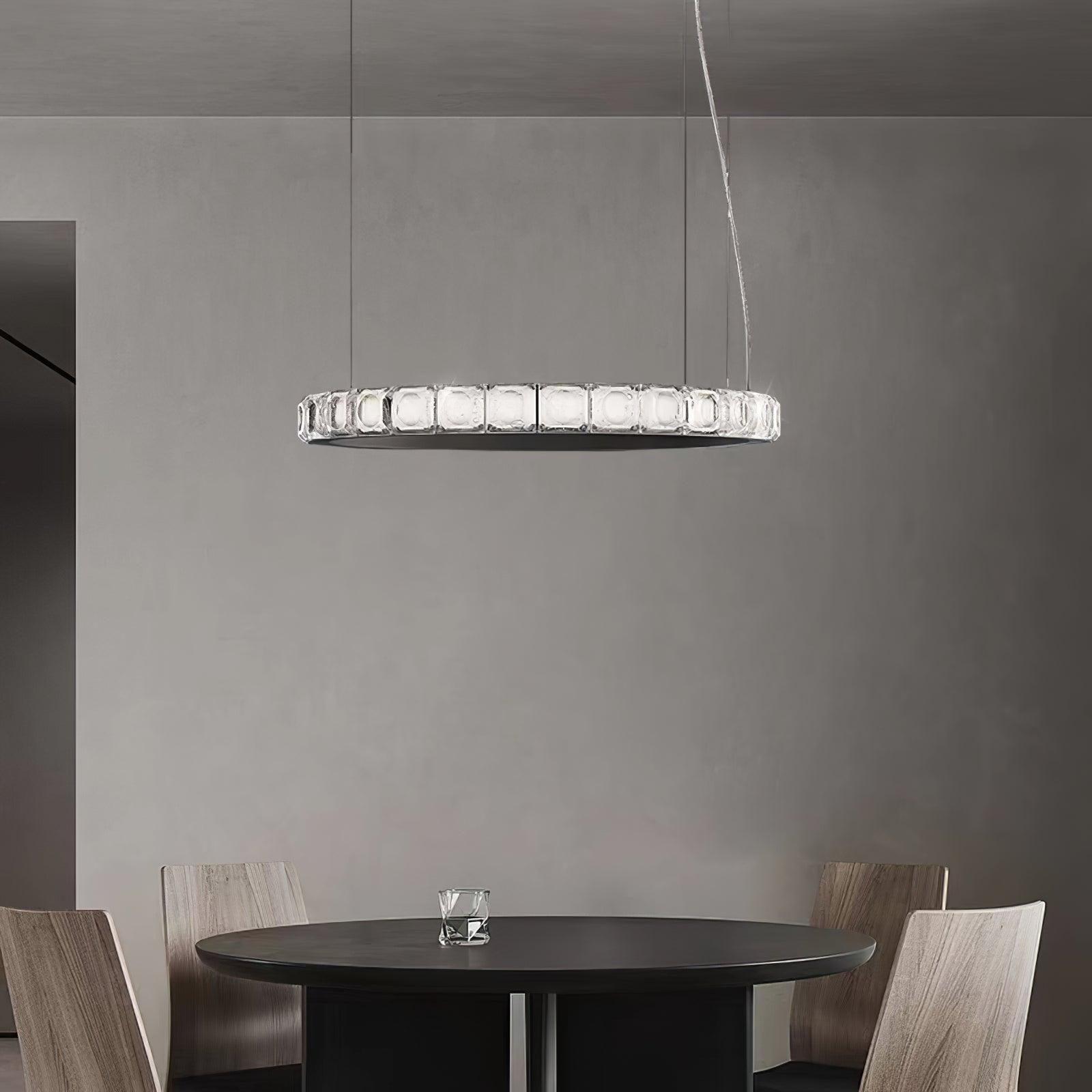 Avzorion Modern Minimalist Ring Glass Metal Chandelier - Blowlighting