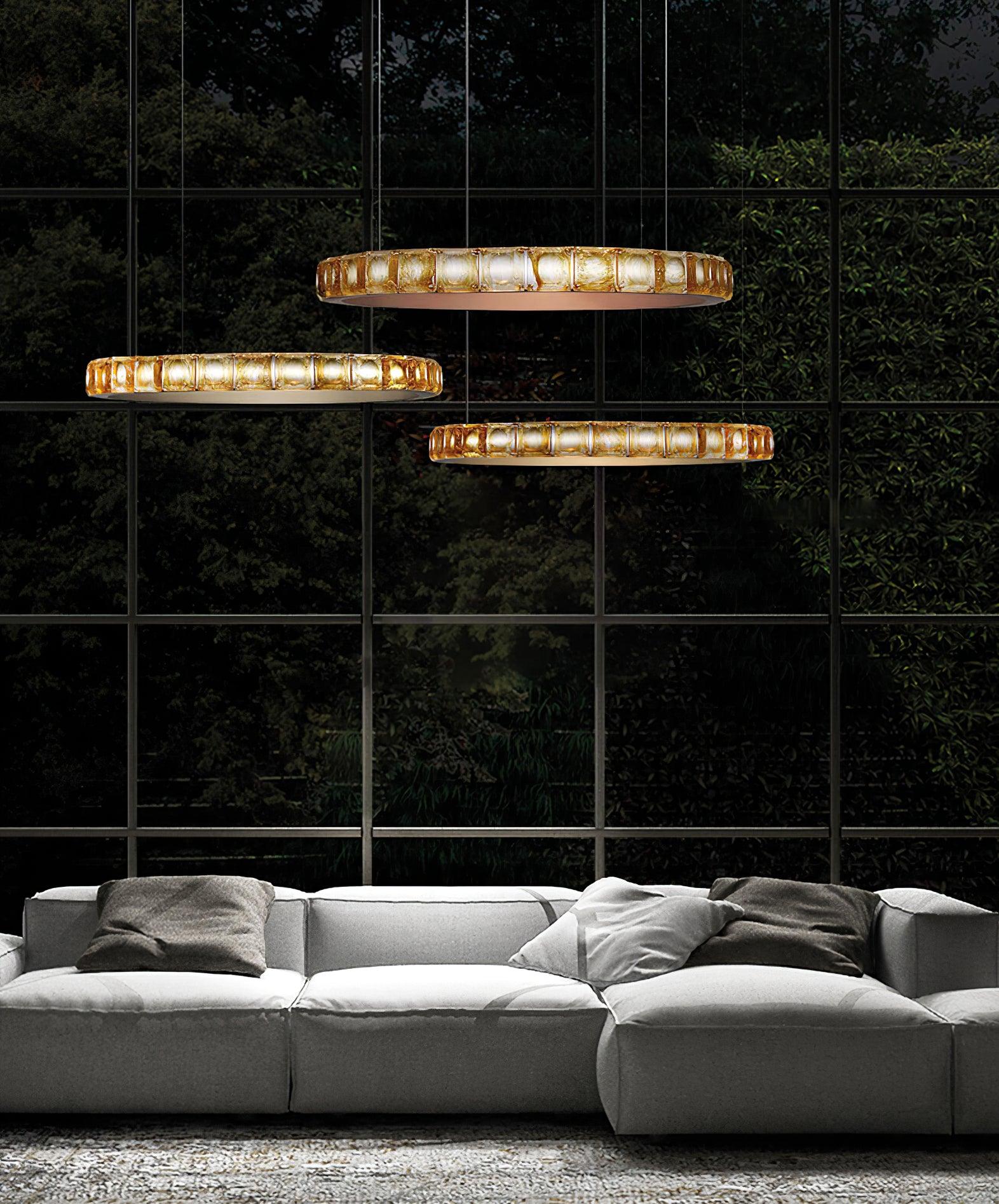 Avzorion Modern Minimalist Ring Glass Metal Chandelier - Blowlighting