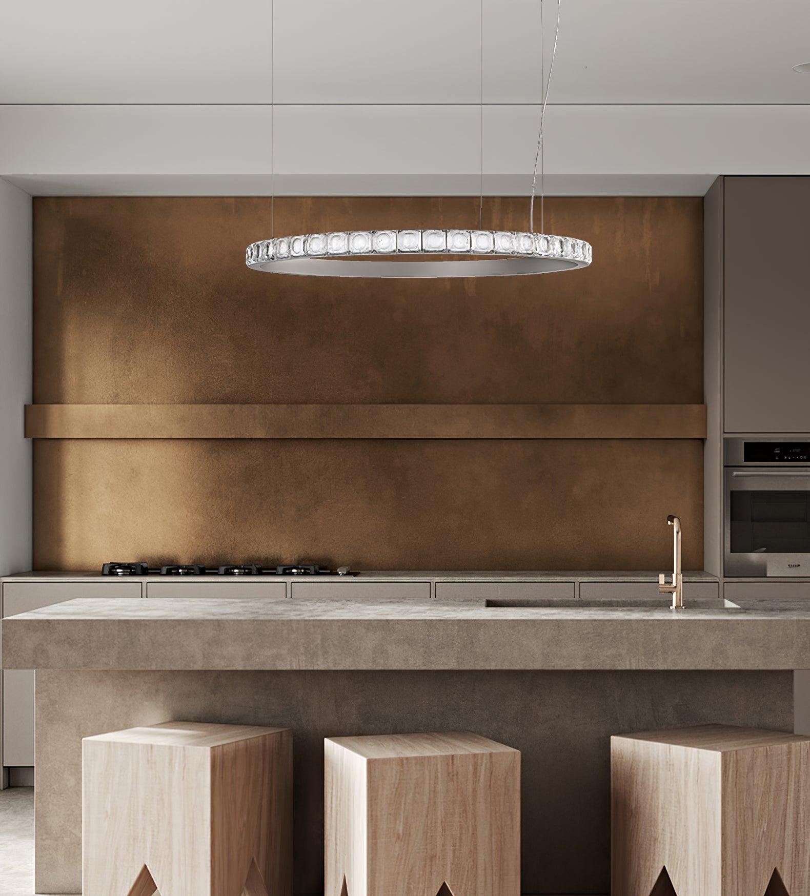 Avzorion Modern Minimalist Ring Glass Metal Chandelier - Blowlighting