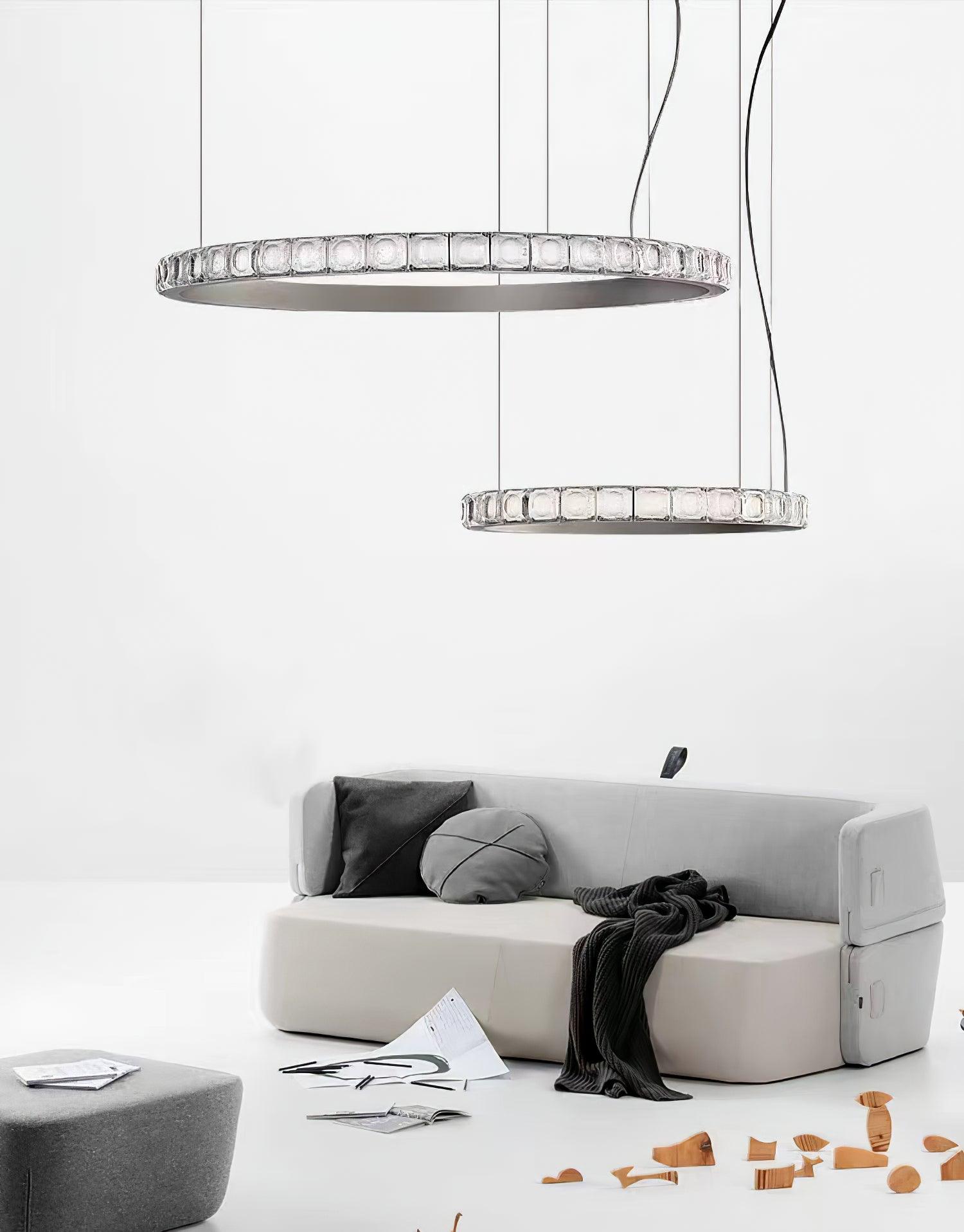 Avzorion Modern Minimalist Ring Glass Metal Chandelier - Blowlighting