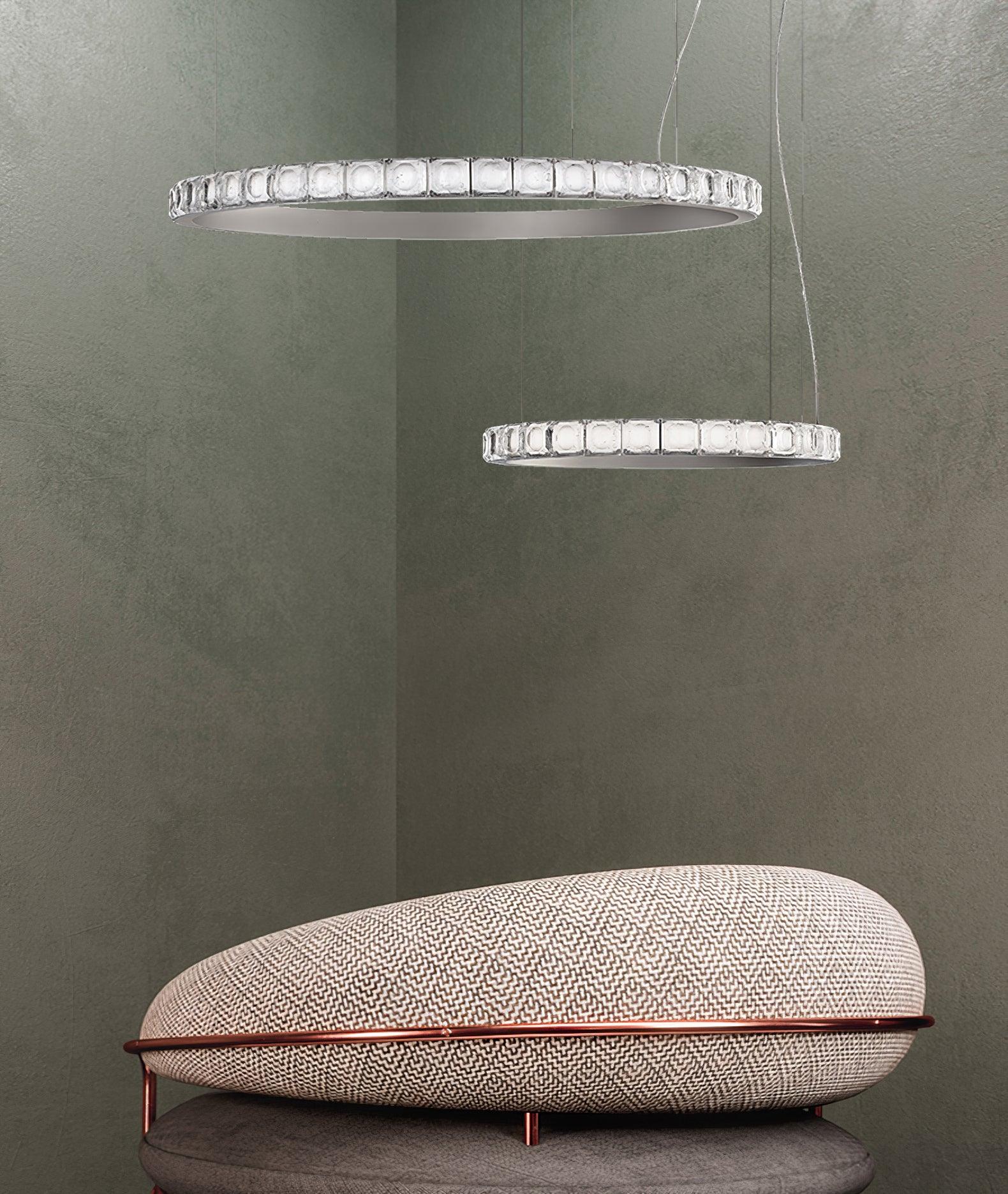 Avzorion Modern Minimalist Ring Glass Metal Chandelier - Blowlighting