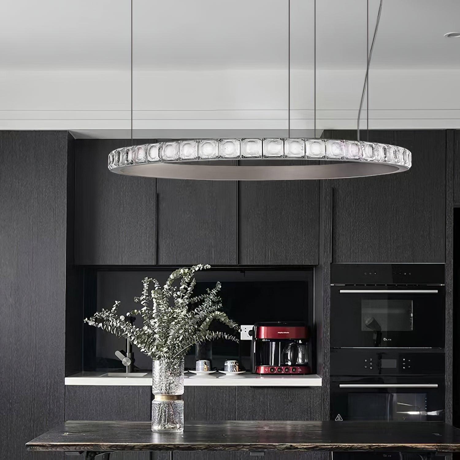 Avzorion Modern Minimalist Ring Glass Metal Chandelier - Blowlighting