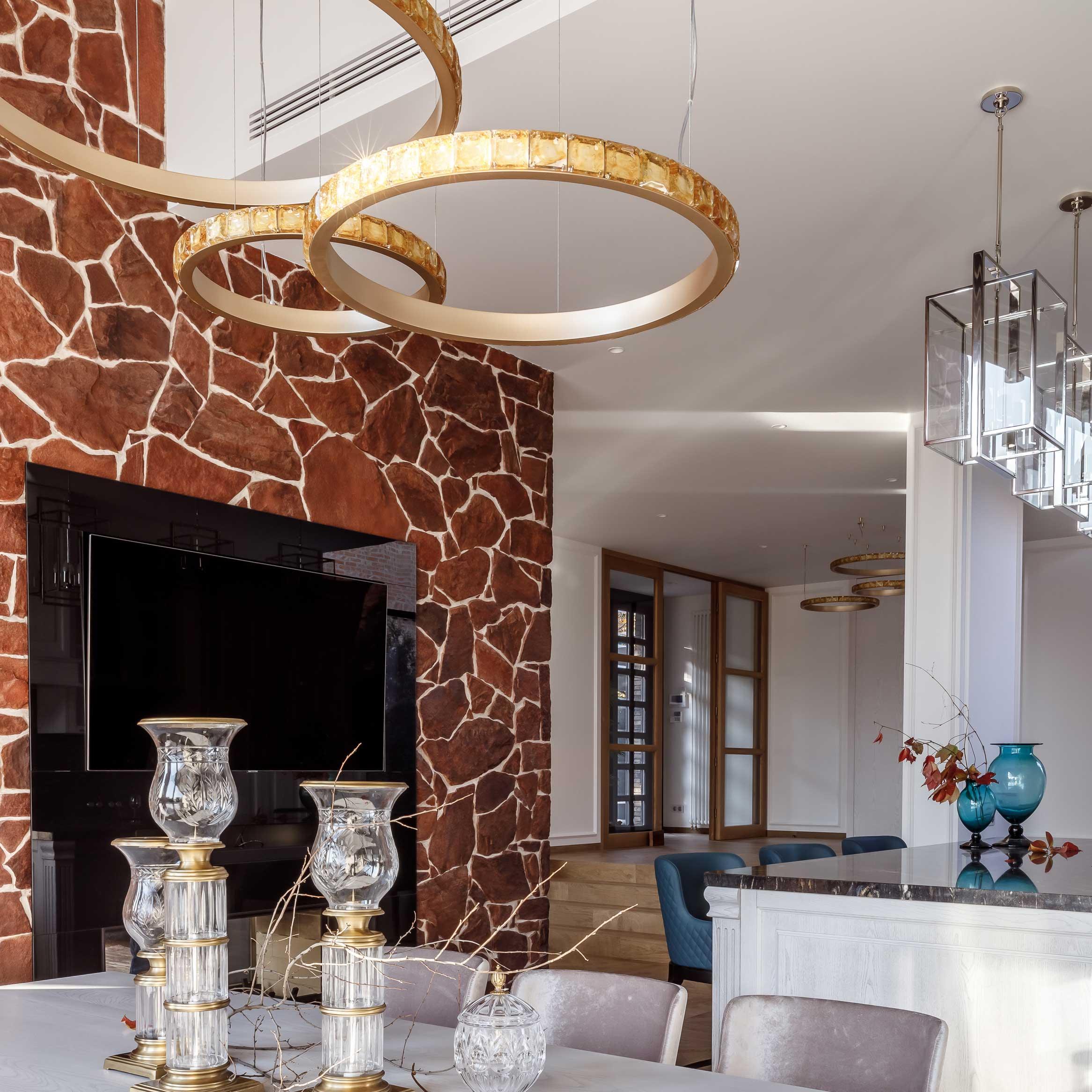 Avzorion Modern Minimalist Ring Glass Metal Chandelier - Blowlighting