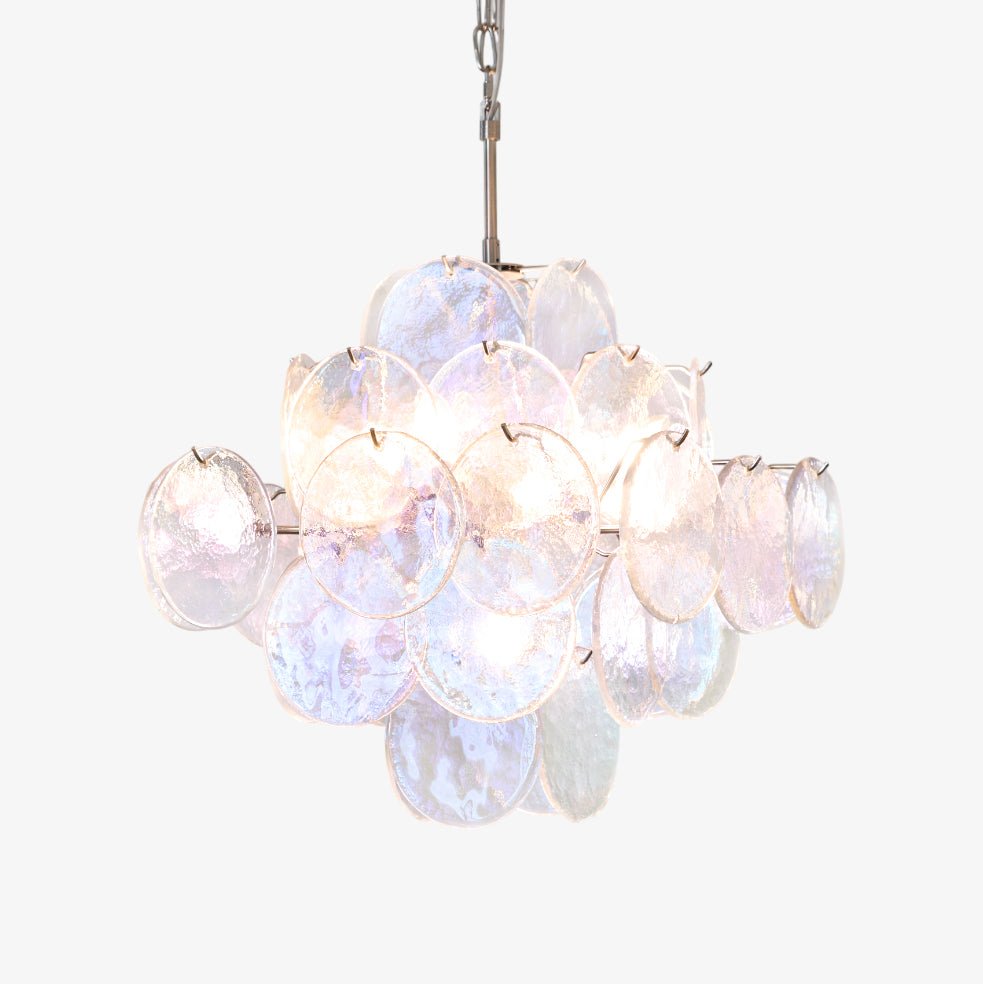 Aurora Chandelier Iridescent Murano Disc Layered - Blowlighting