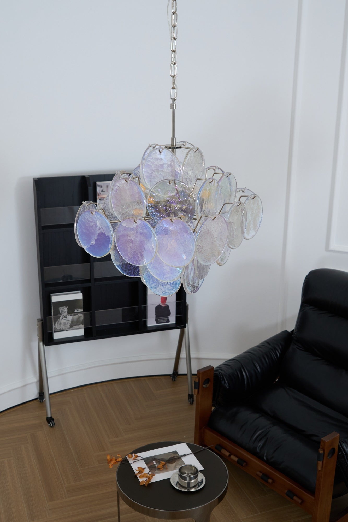Aurora Chandelier Iridescent Murano Disc Layered - Blowlighting