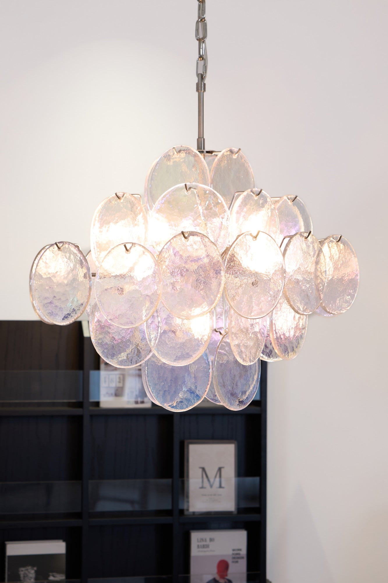 Aurora Chandelier Iridescent Murano Disc Layered - Blowlighting