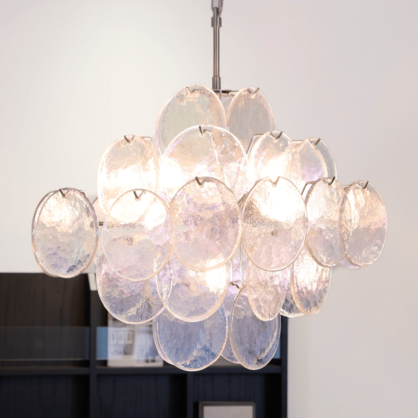 Aurora Chandelier Iridescent Murano Disc Layered - Blowlighting