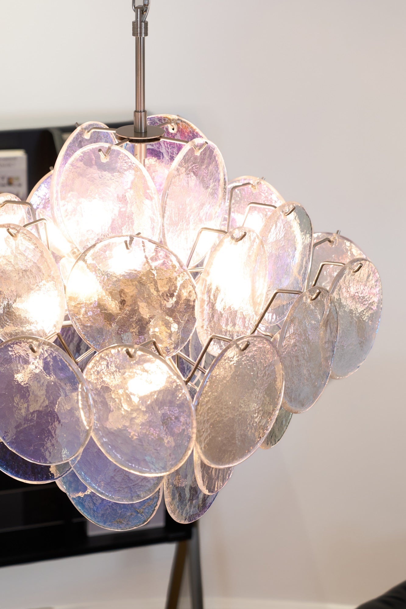 Aurora Chandelier Iridescent Murano Disc Layered - Blowlighting