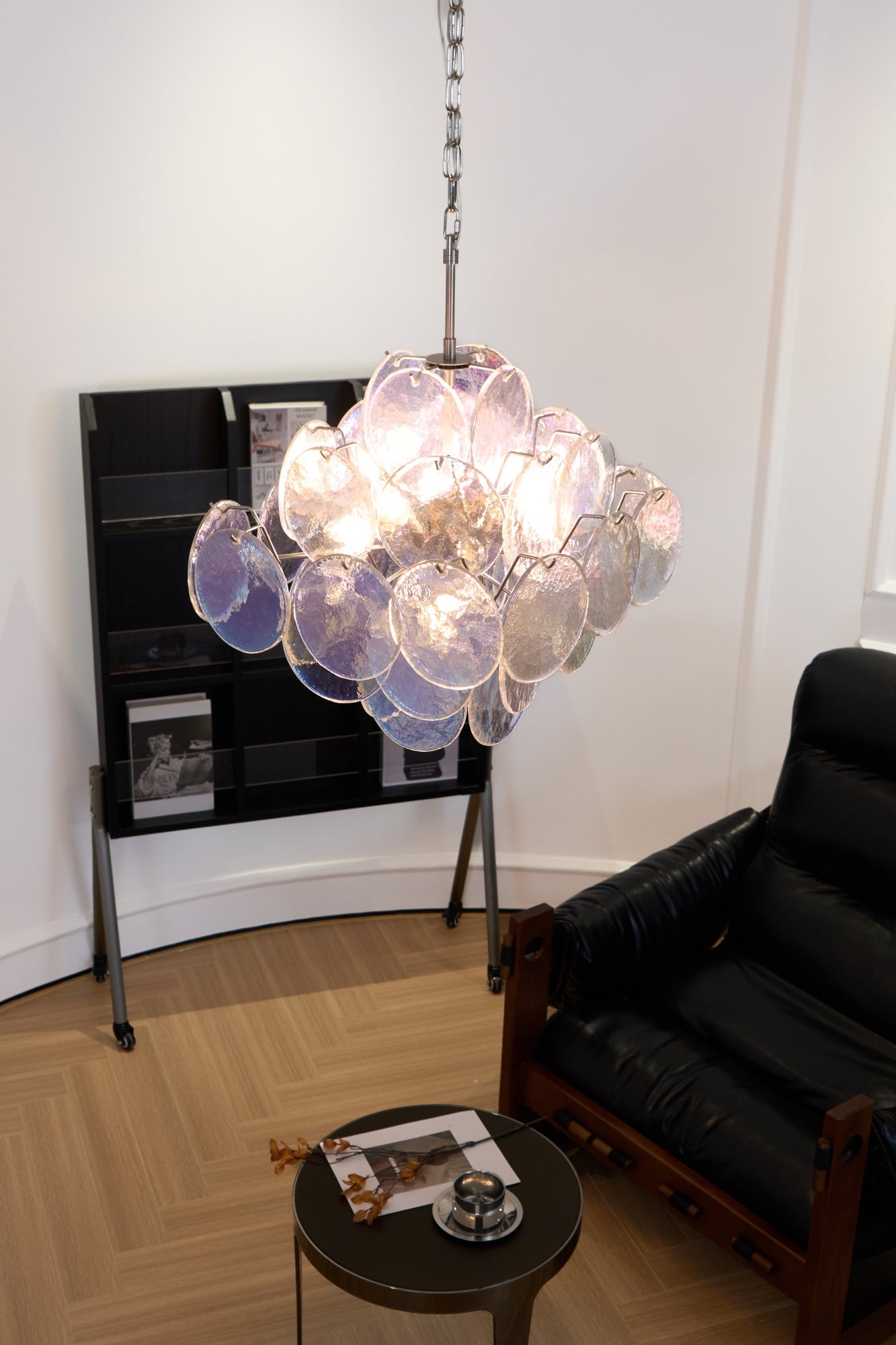 Aurora Chandelier Iridescent Murano Disc Layered - Blowlighting