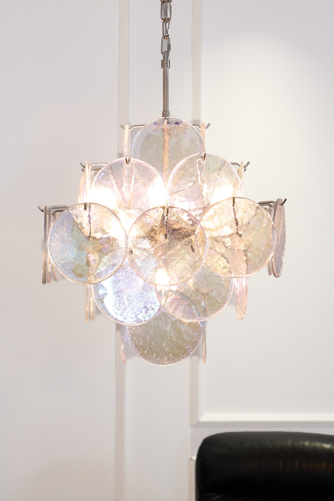 Aurora Chandelier Iridescent Murano Disc Layered - Blowlighting