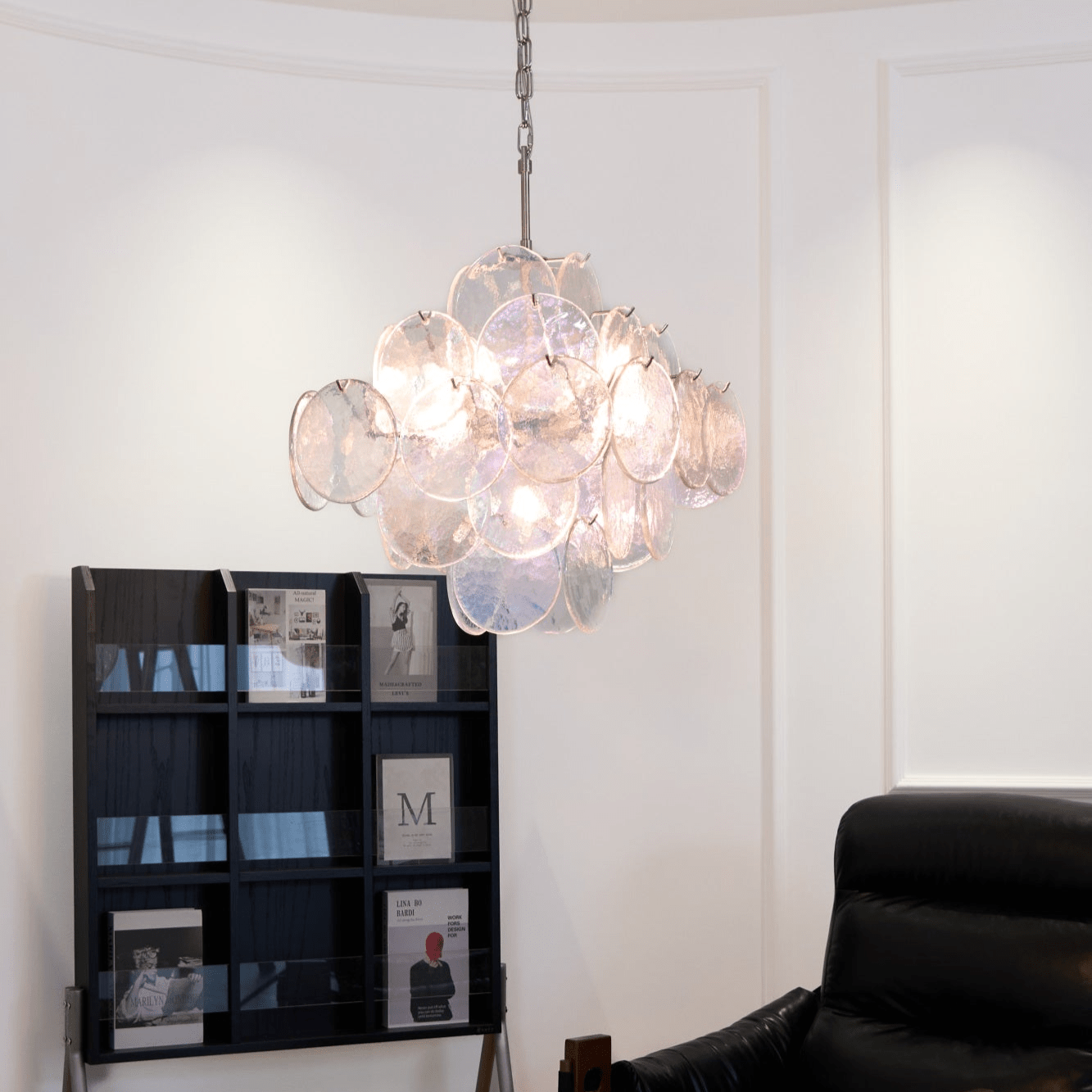 Aurora Chandelier Iridescent Murano Disc Layered - Blowlighting
