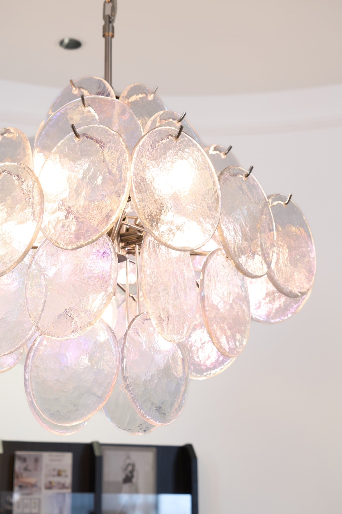 Aurora Chandelier Iridescent Murano Disc Layered - Blowlighting