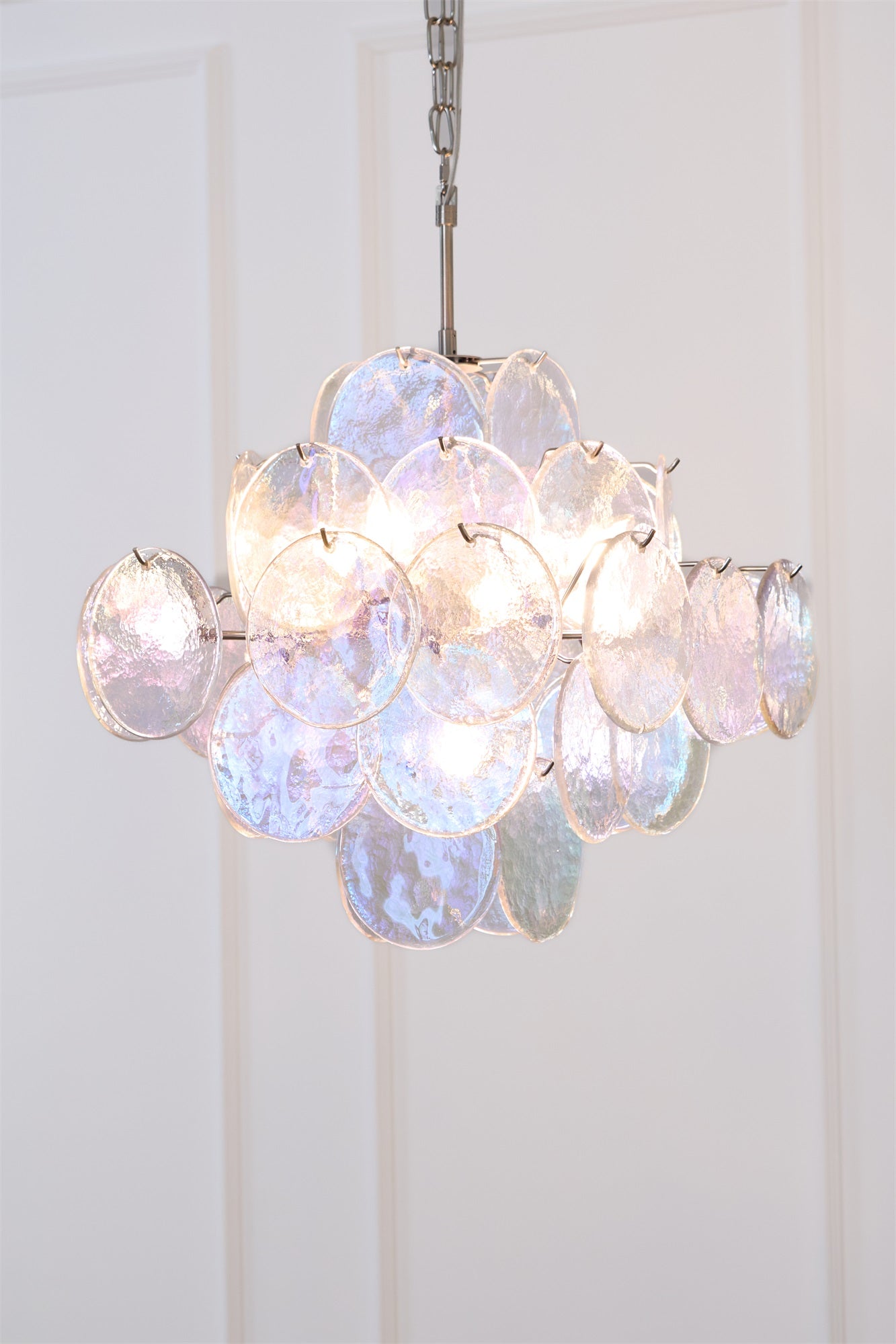 Aurora Chandelier Iridescent Murano Disc Layered - Blowlighting