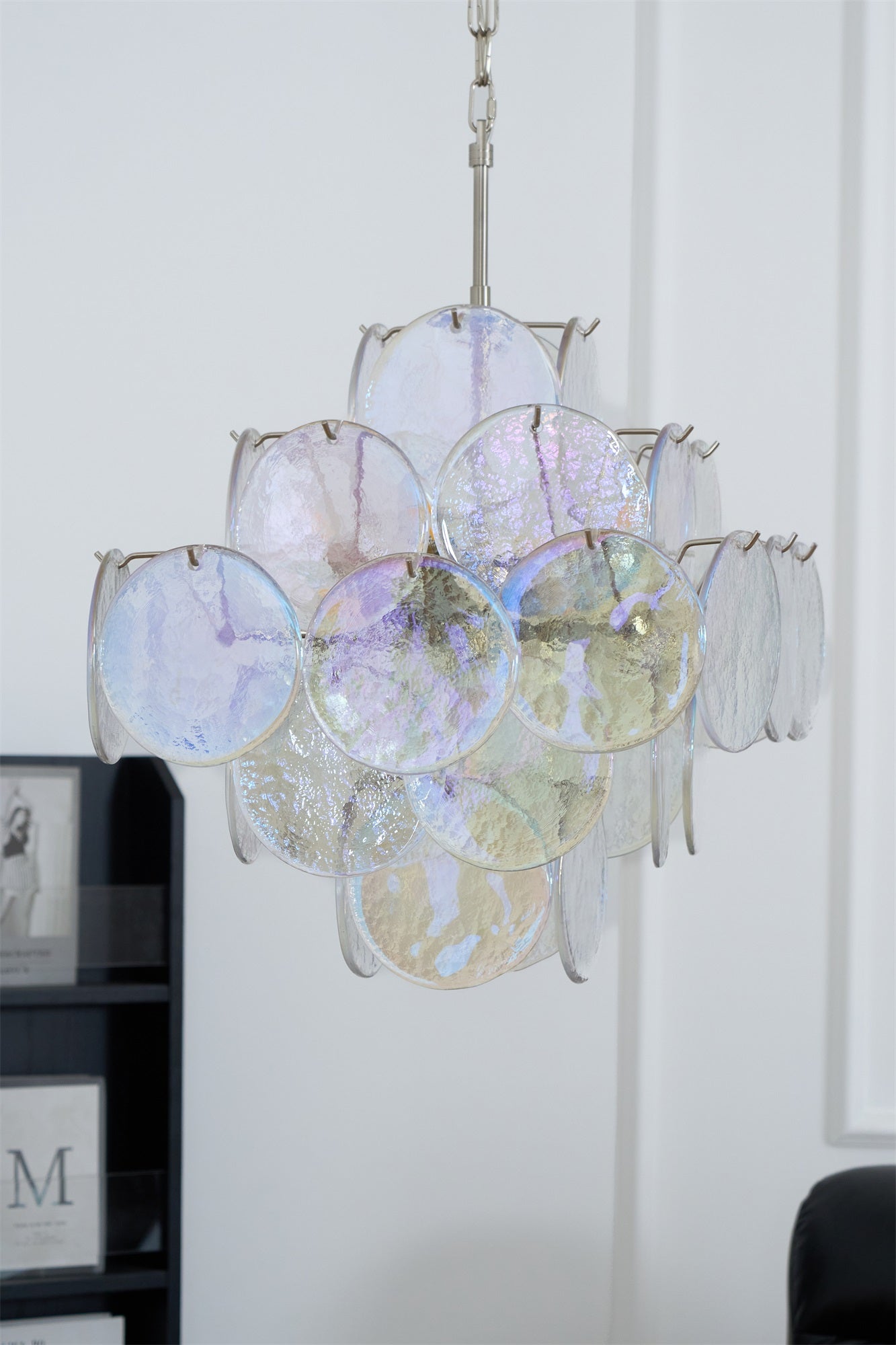 Aurora Chandelier Iridescent Murano Disc Layered - Blowlighting