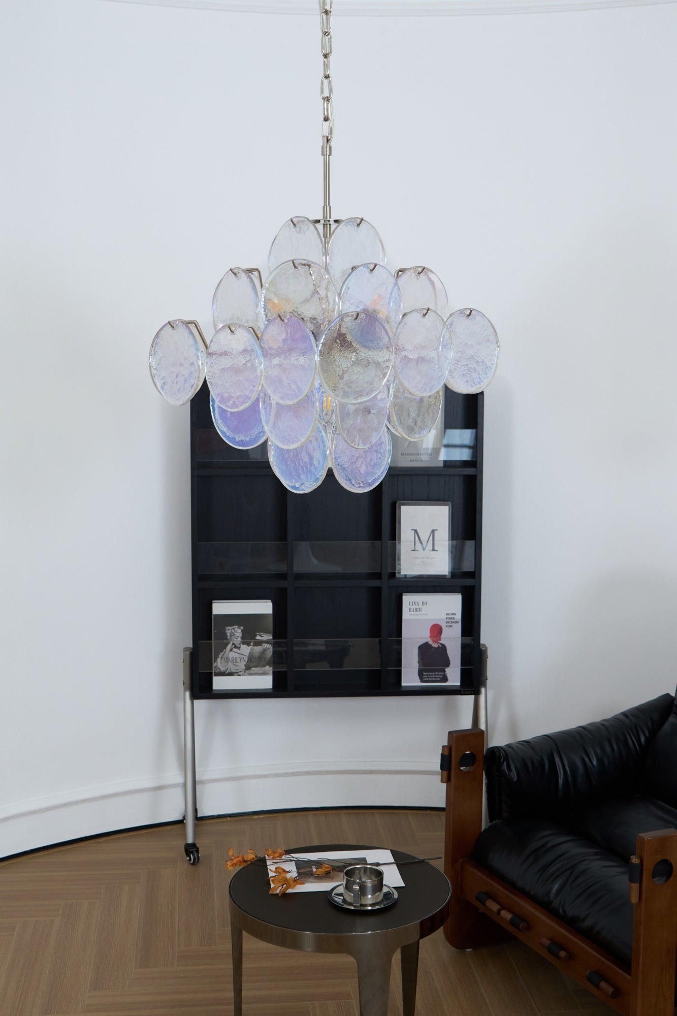 Aurora Chandelier Iridescent Murano Disc Layered - Blowlighting