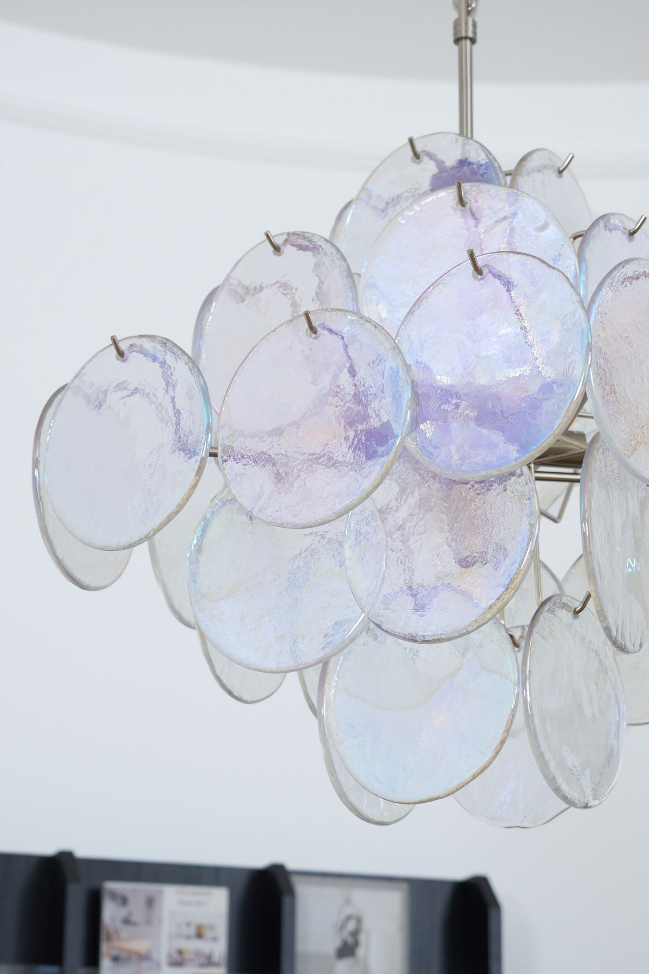 Aurora Chandelier Iridescent Murano Disc Layered - Blowlighting