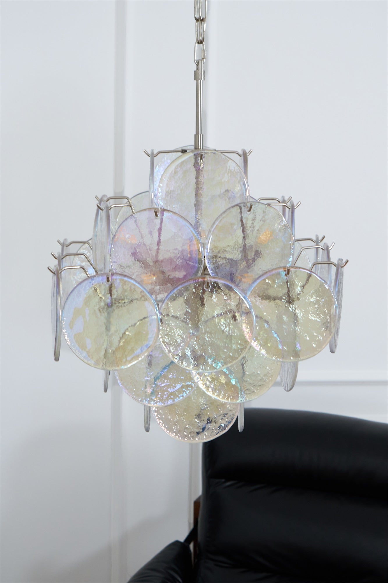 Aurora Chandelier Iridescent Murano Disc Layered - Blowlighting