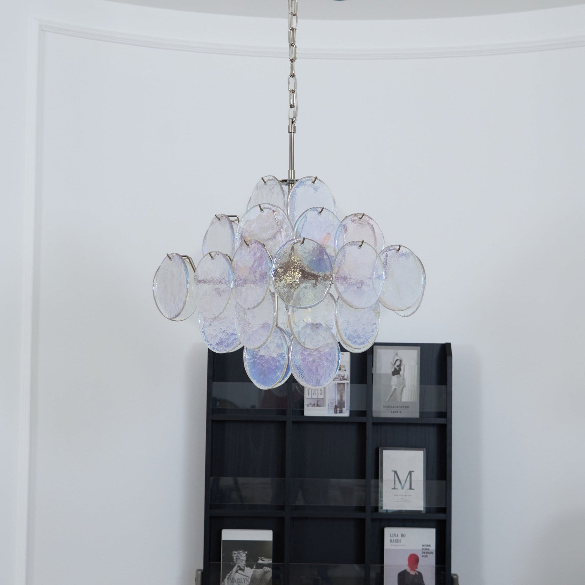 Aurora Chandelier Iridescent Murano Disc Layered - Blowlighting