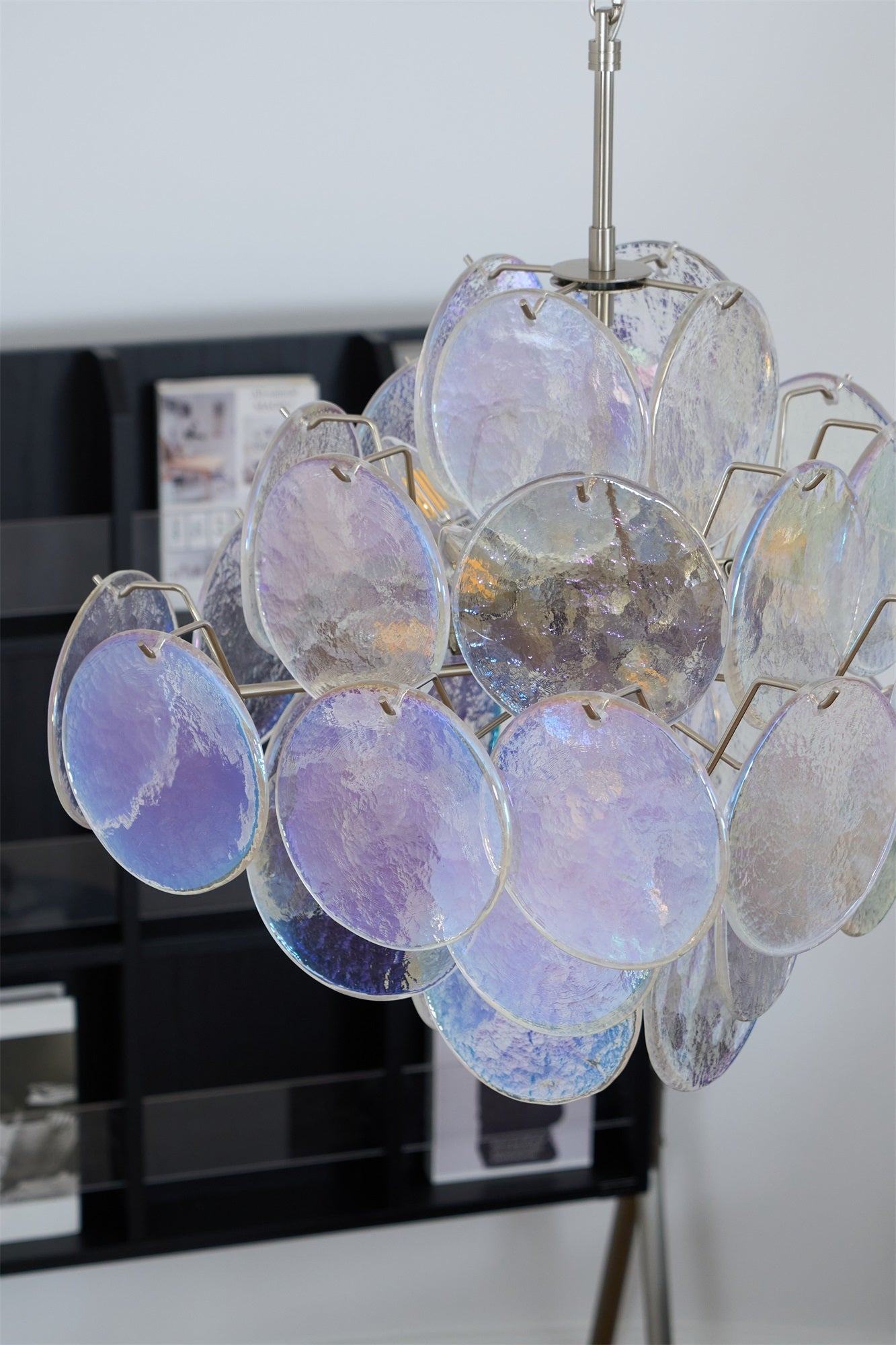 Aurora Chandelier Iridescent Murano Disc Layered - Blowlighting