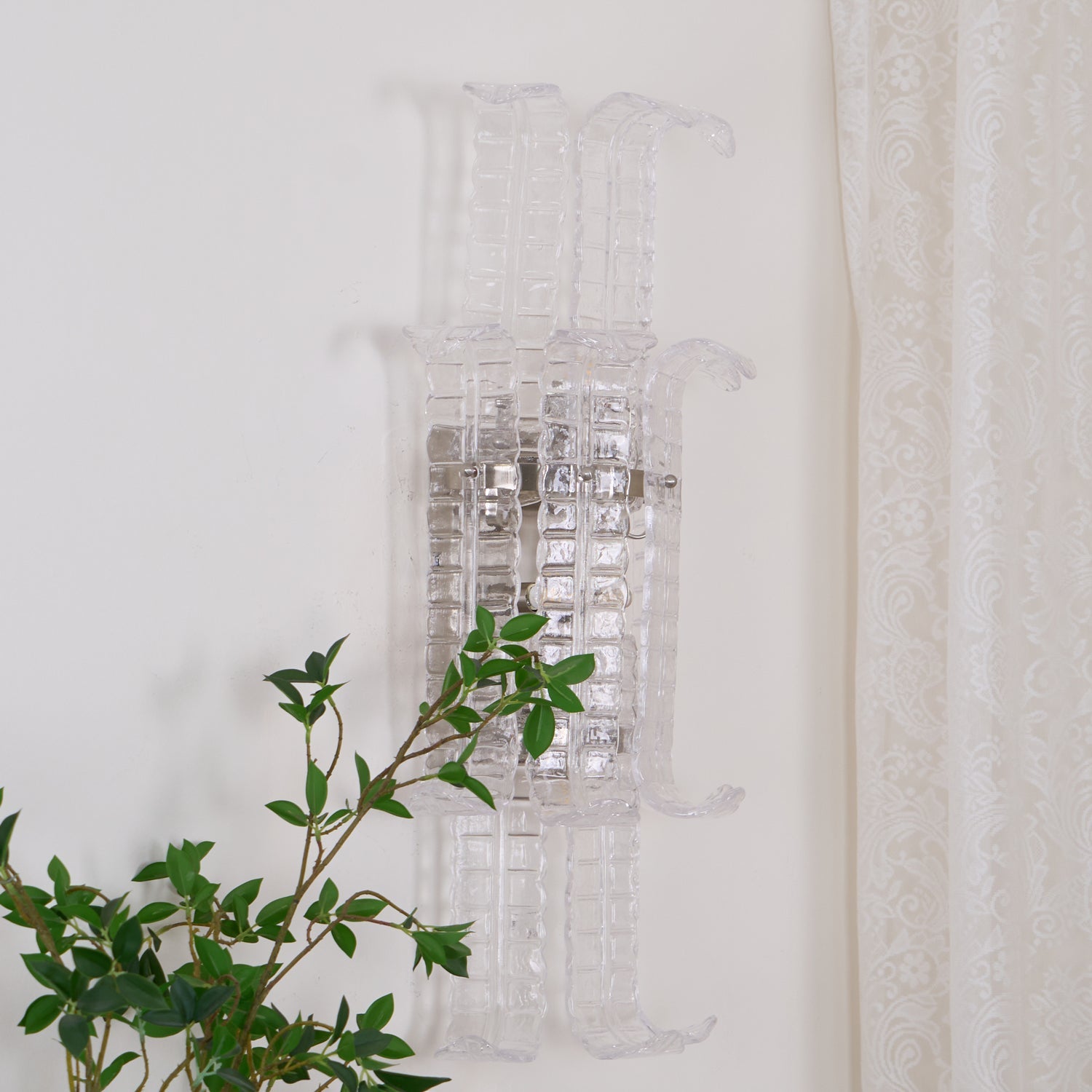 Aurora Wall Sconce Clear Murano Glass Panel Geometric - Blowlighting