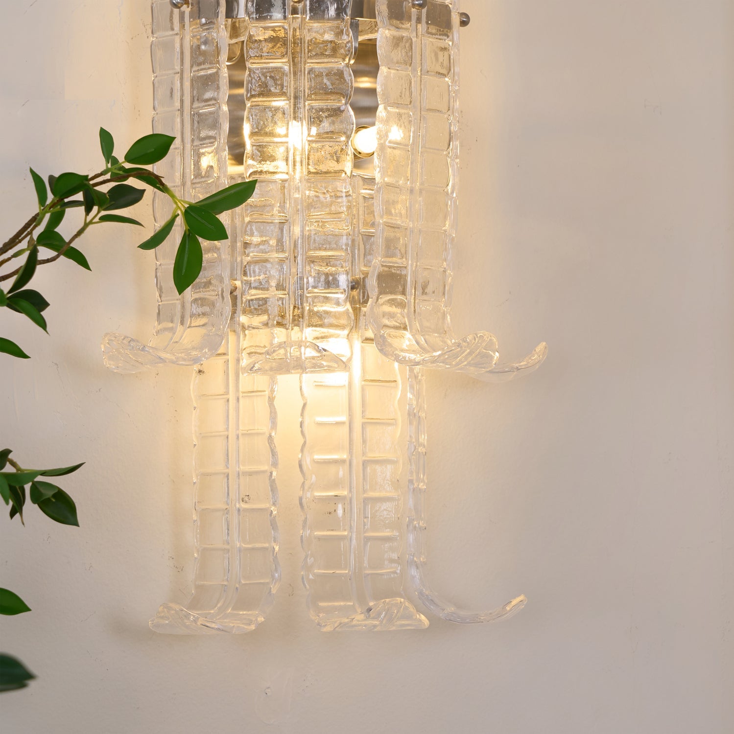 Aurora Wall Sconce Clear Murano Glass Panel Geometric - Blowlighting