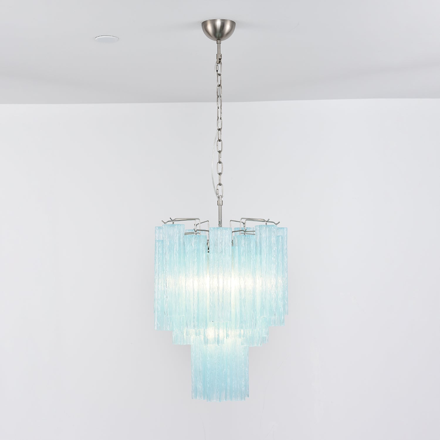 Aurora Chandelier Azzura Murano Glass Tube Coastal - Blowlighting