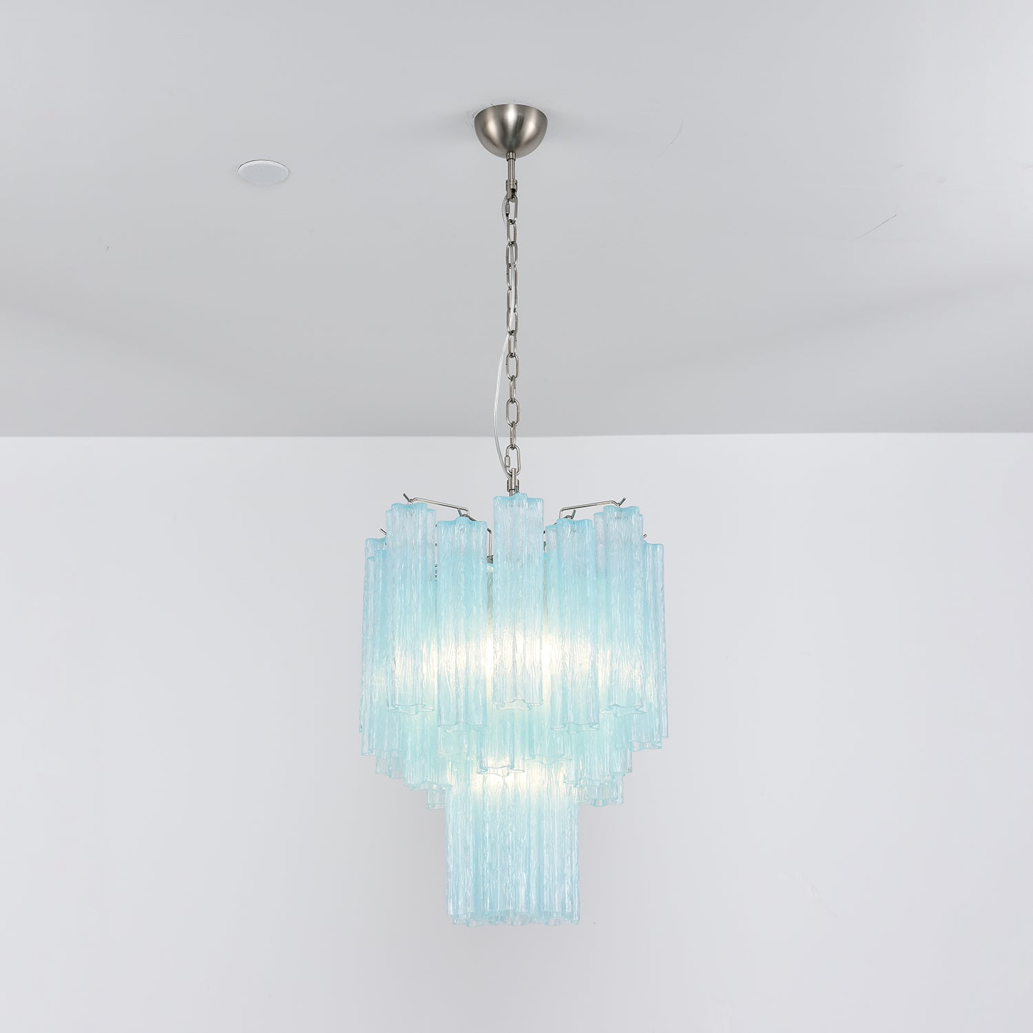 Aurora Chandelier Azzura Murano Glass Tube Coastal - Blowlighting