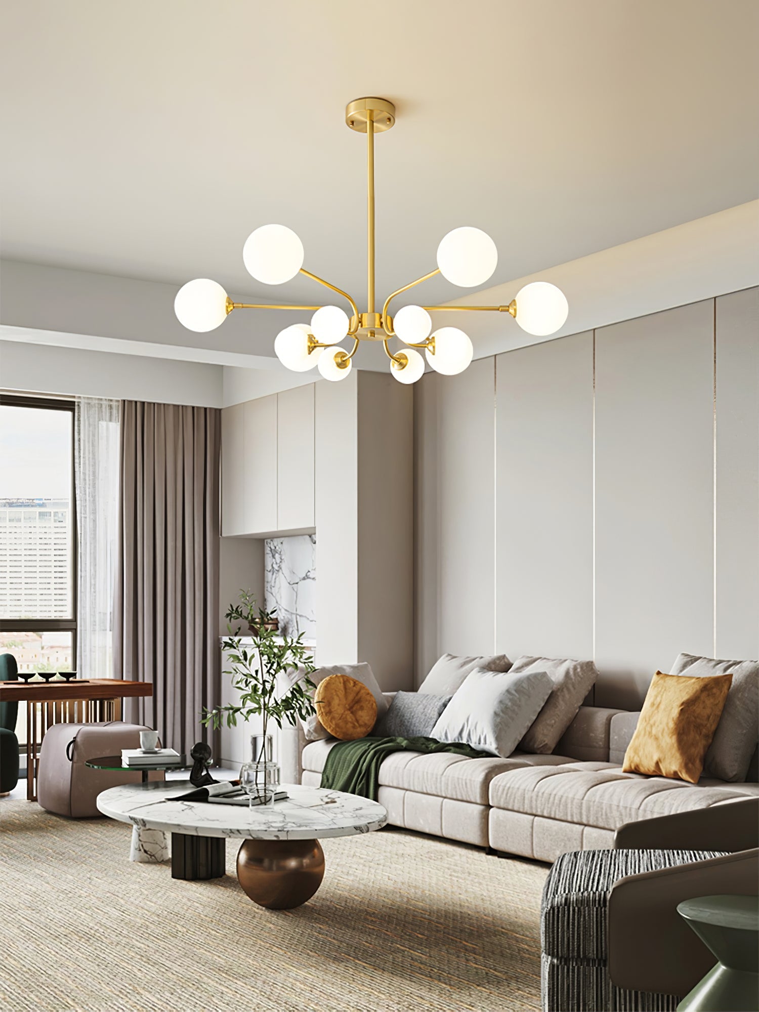 Aurora Chandelier Globe Arm Modern - Blowlighting