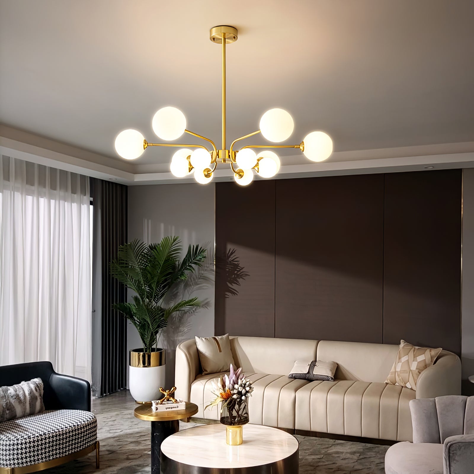 Aurora Chandelier Globe Arm Modern - Blowlighting