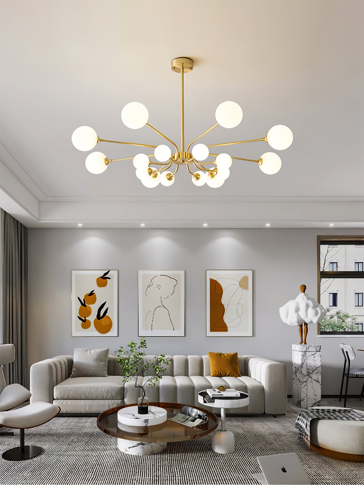 Aurora Chandelier Globe Arm Modern - Blowlighting