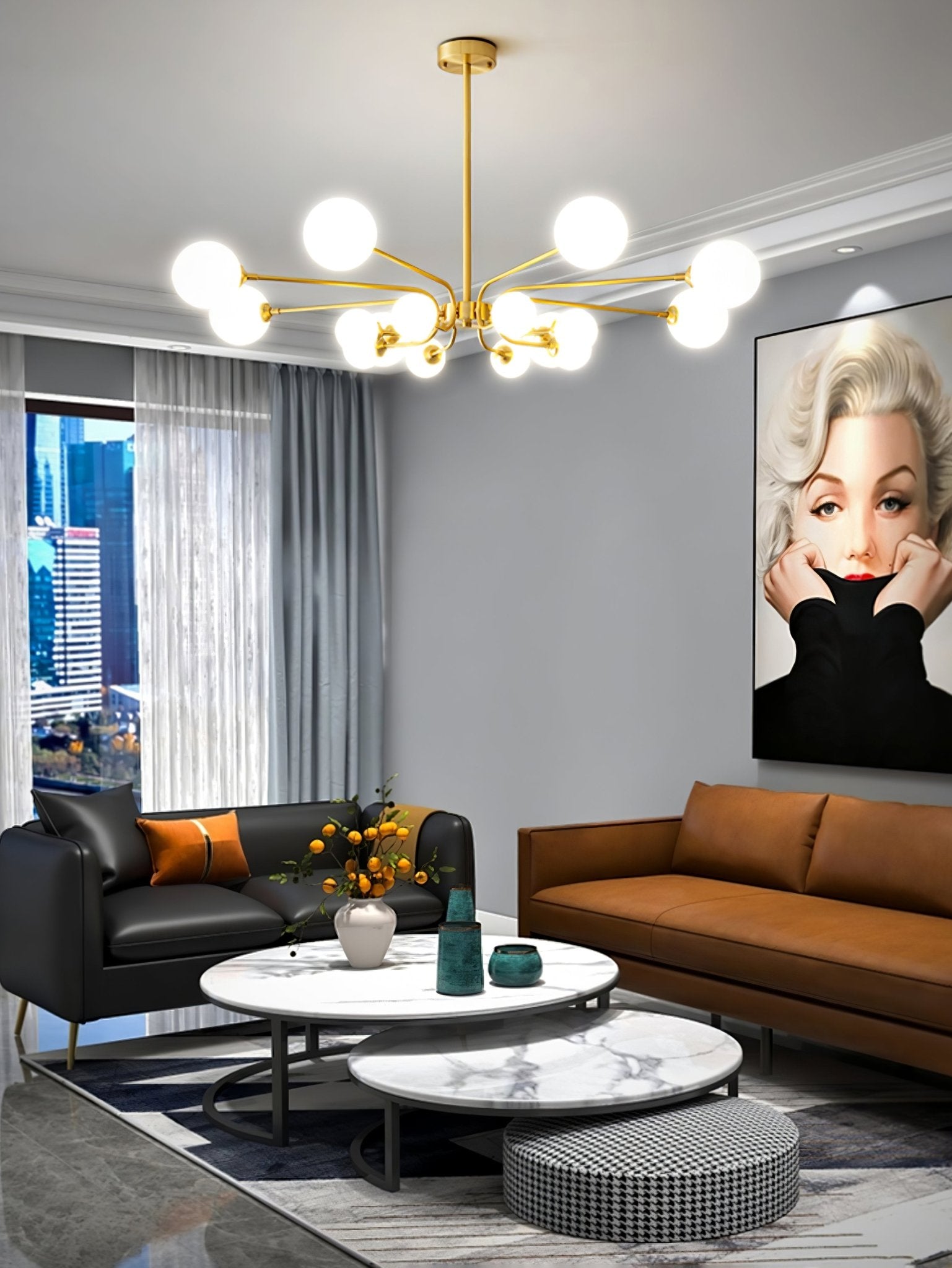 Aurora Chandelier Globe Arm Modern - Blowlighting