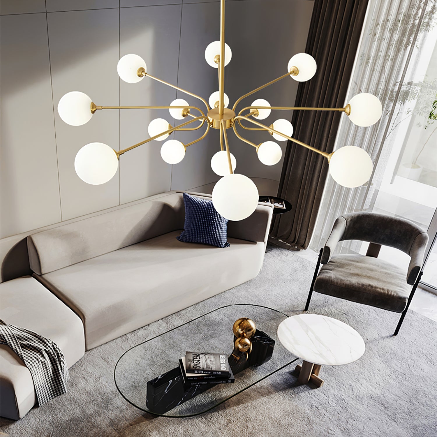 Aurora Chandelier Globe Arm Modern - Blowlighting