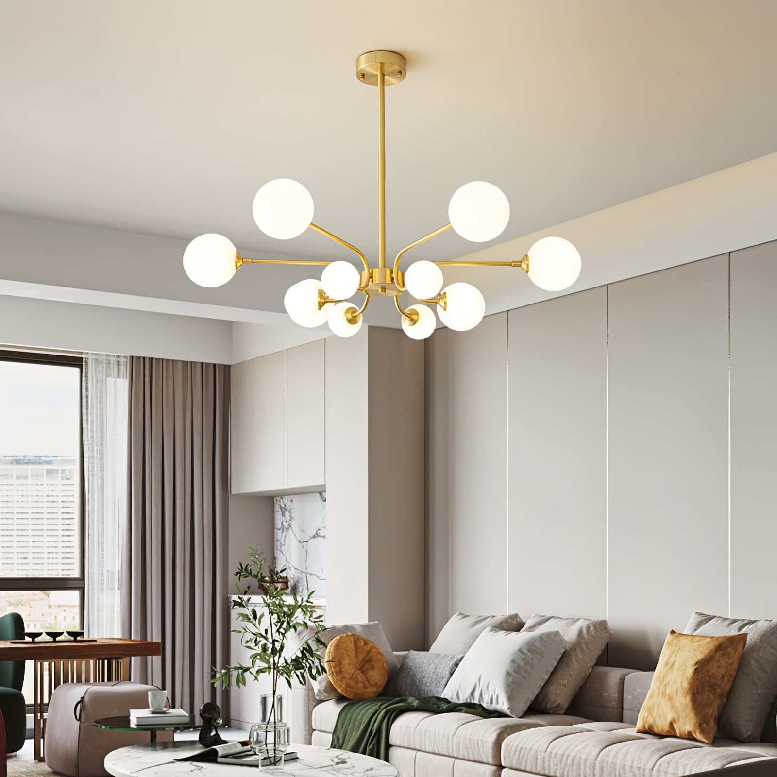 Aurora Chandelier Globe Arm Modern - Blowlighting