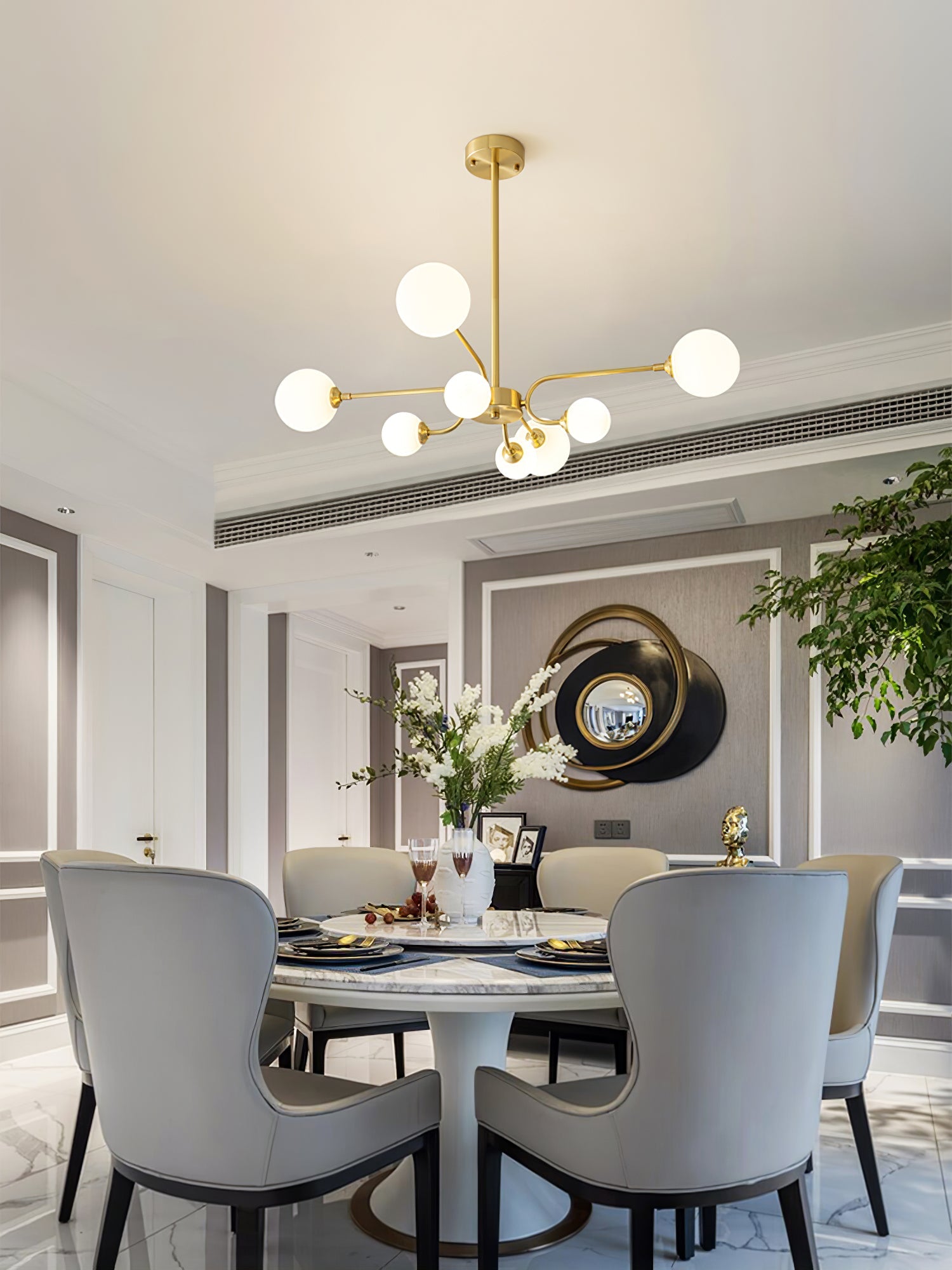 Aurora Chandelier Globe Arm Modern - Blowlighting