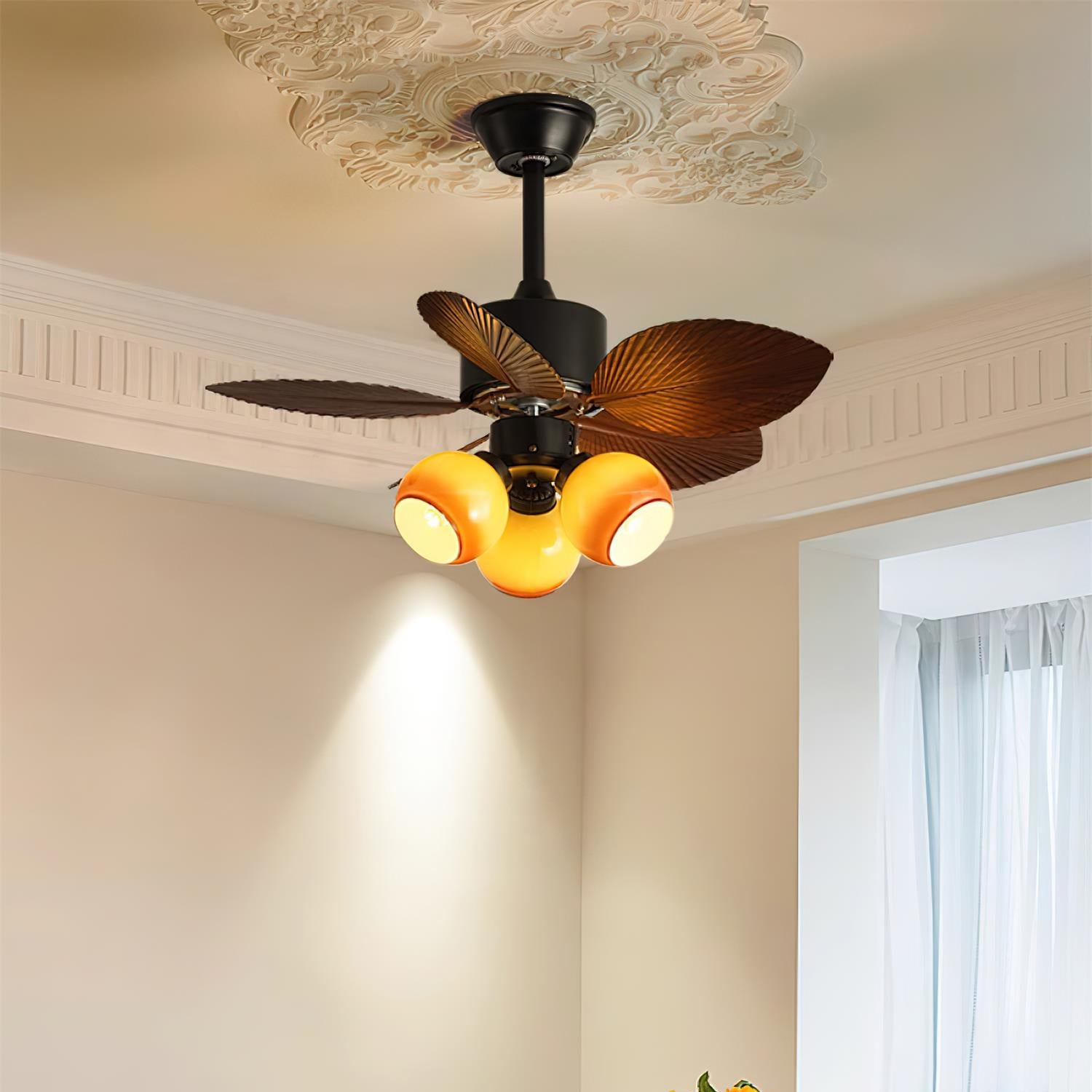 Nerina Tropical Glass Ceiling Fan Light - Blowlighting