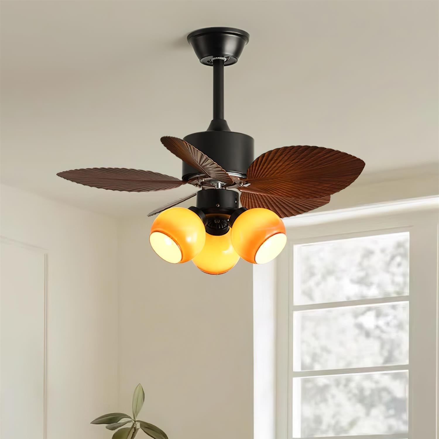 Nerina Tropical Glass Ceiling Fan Light - Blowlighting
