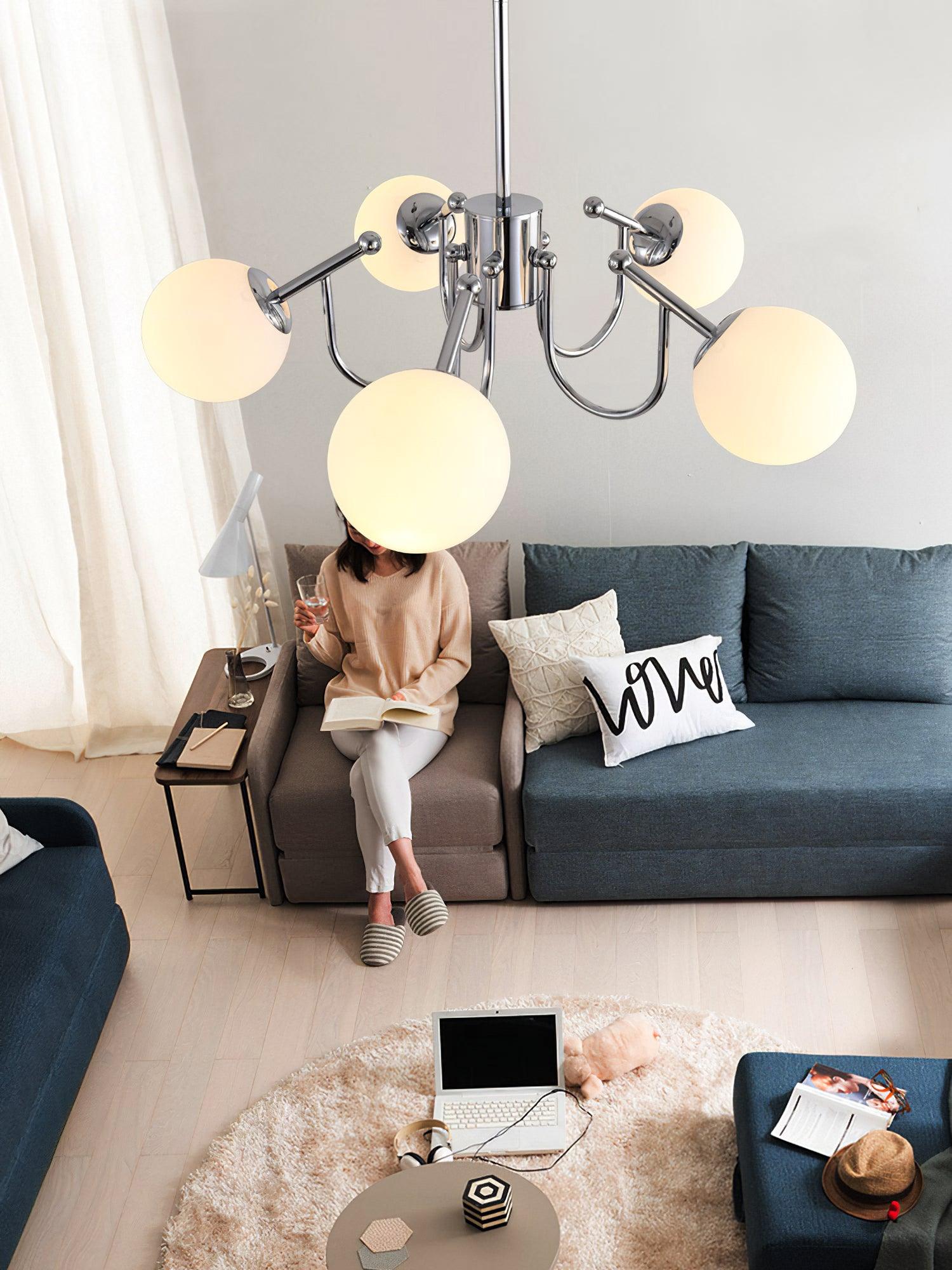 Aurora Chandelier Globe Chrome Modern - Blowlighting