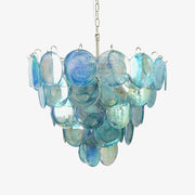 Aurora Chandelier Blue Murano Glass Disc Elegant - Blowlighting