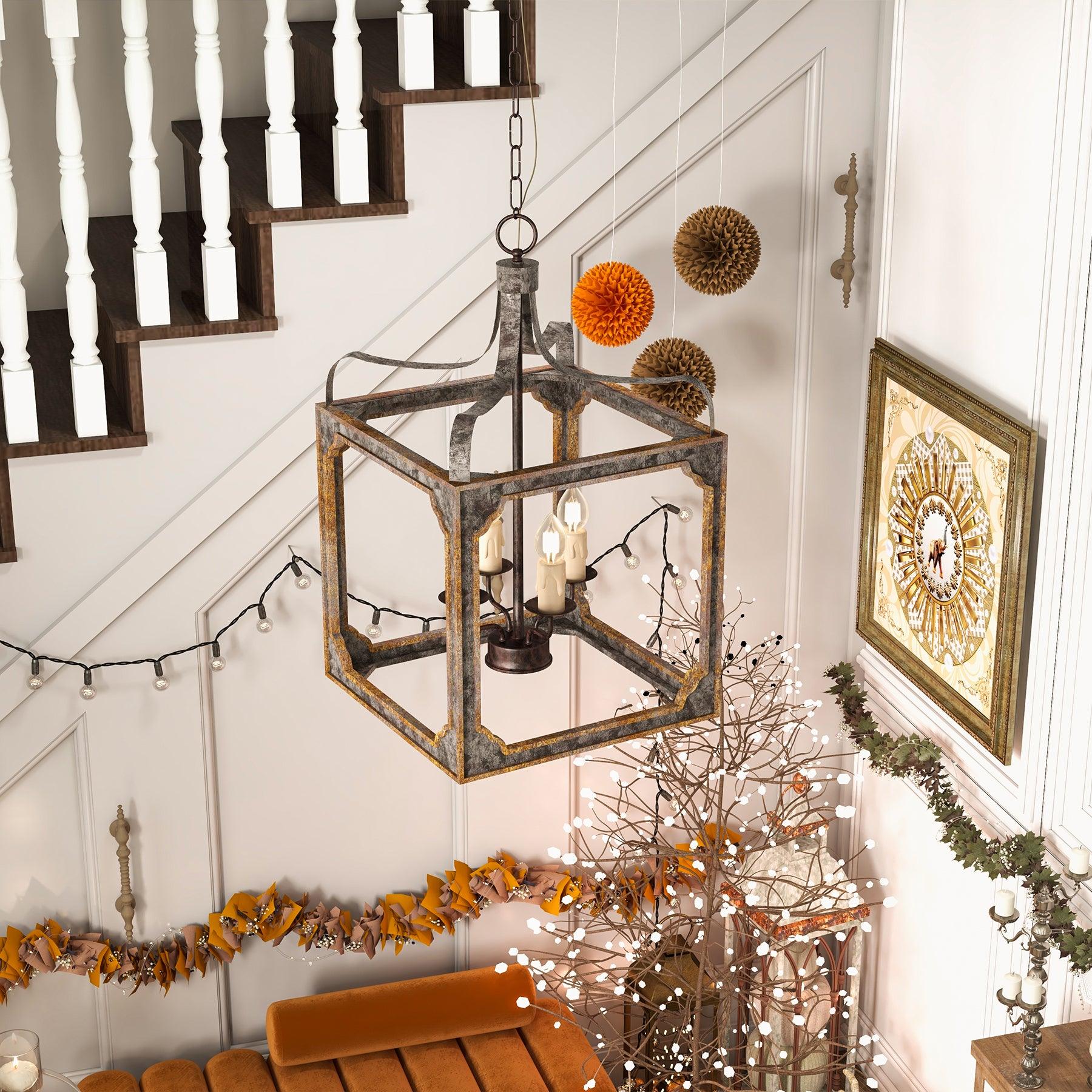Boho Rustic Cube Chandelier - Blowlighting