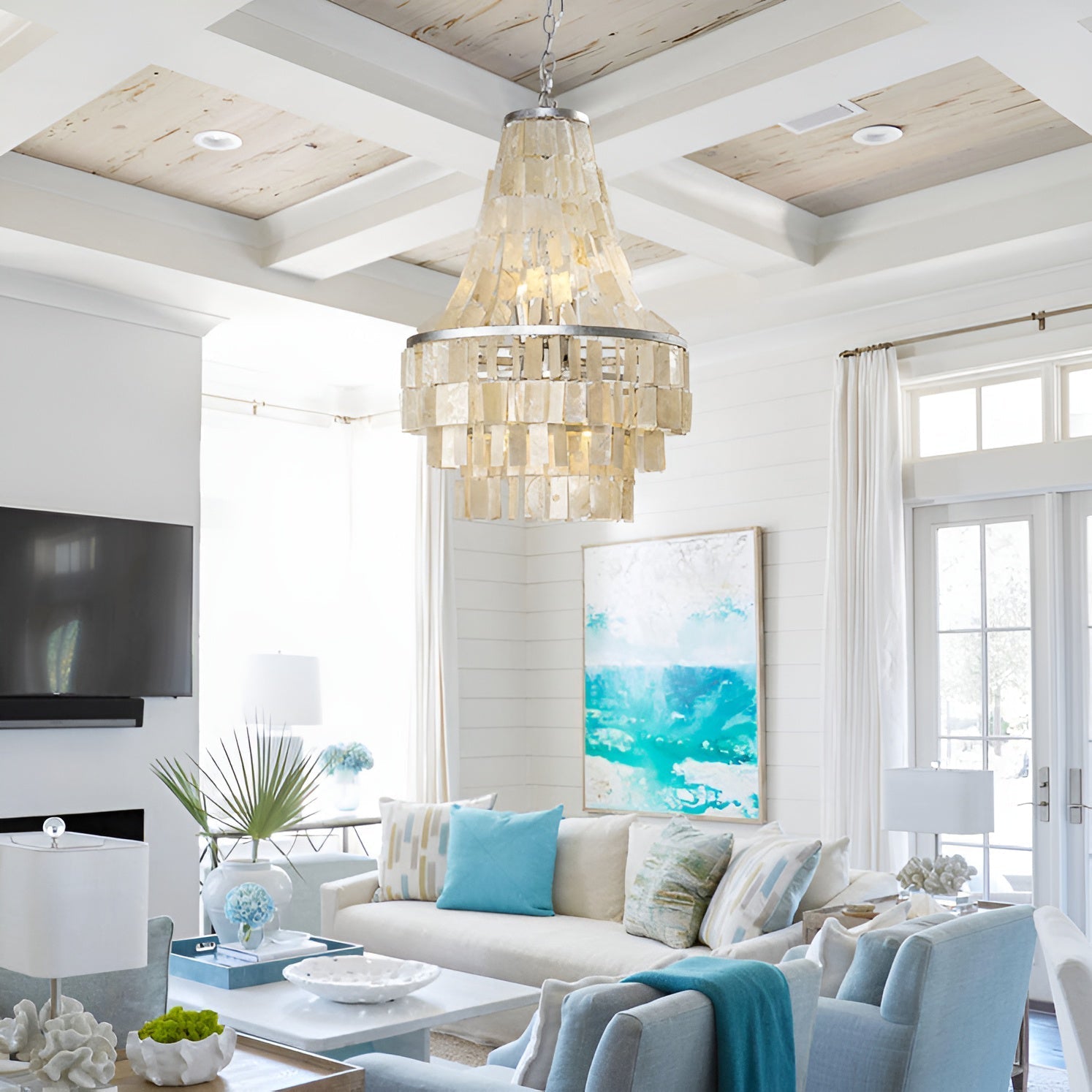 Aurora Chandelier Boho Shell Tiered - Blowlighting