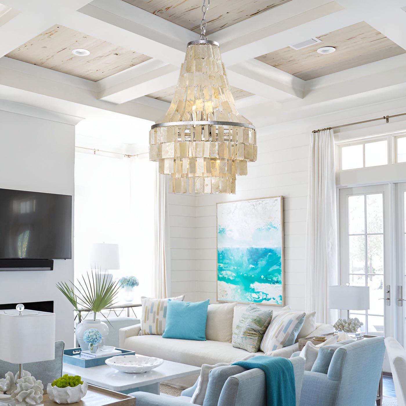 Aurora Chandelier Boho Shell Tiered - Blowlighting