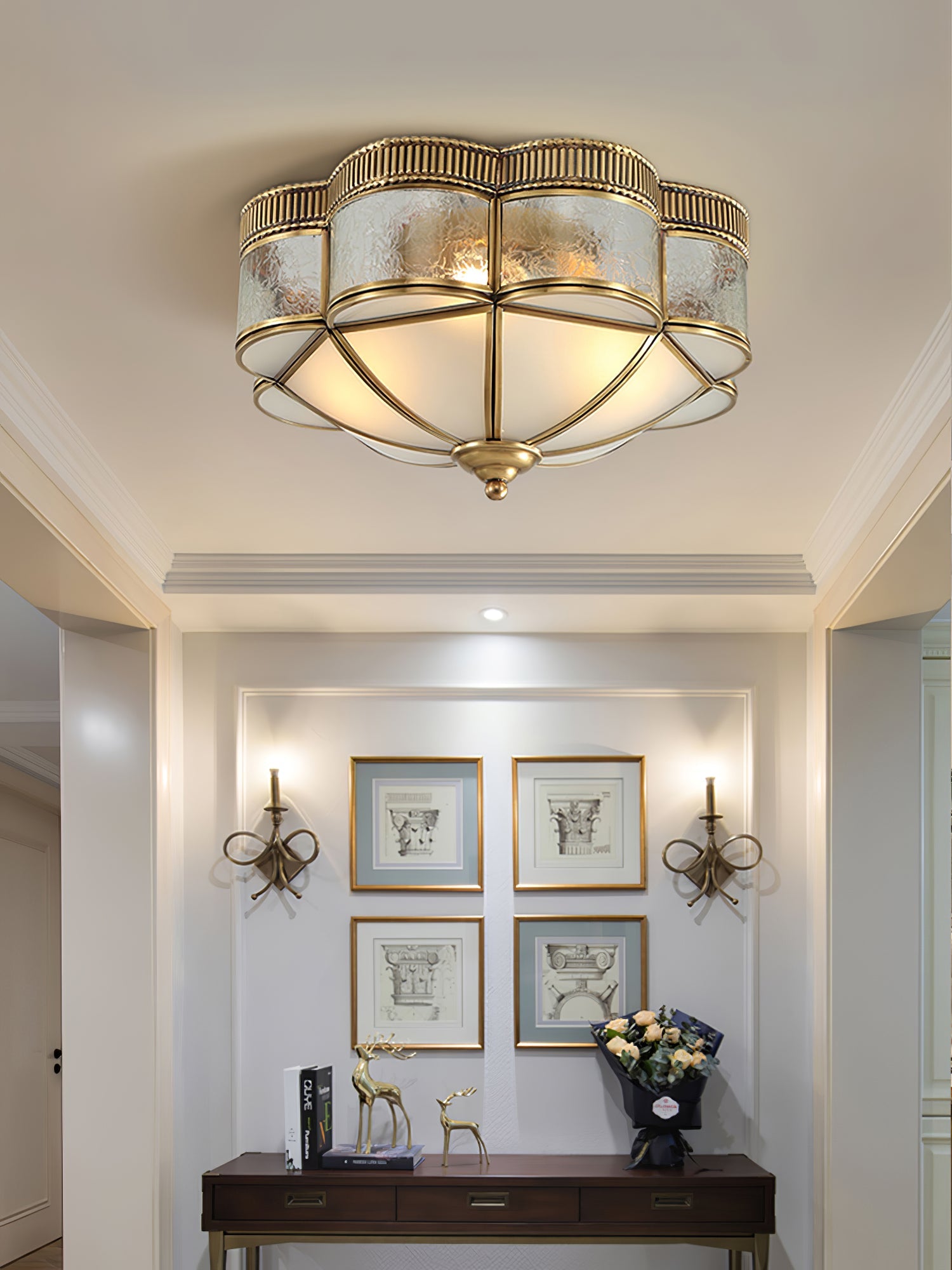 Brass Domed Flush Ceiling Lamp - Blowlighting