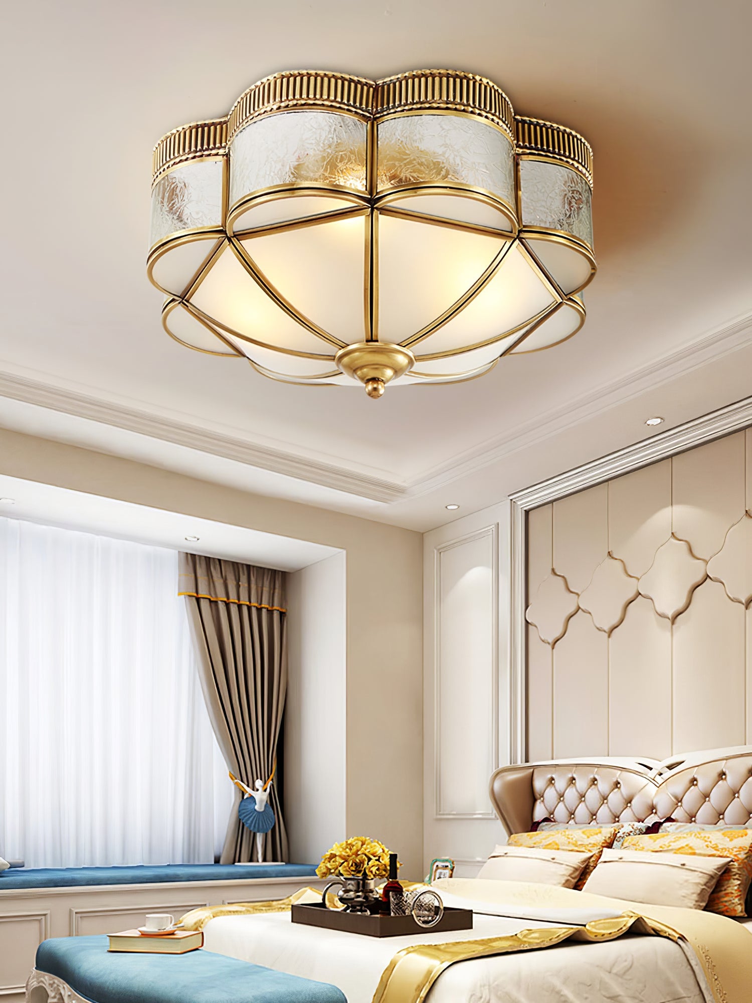 Brass Domed Flush Ceiling Lamp - Blowlighting