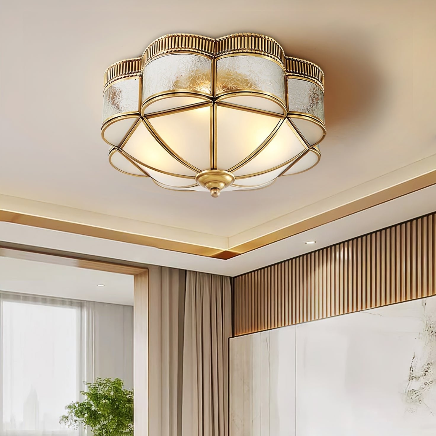 Brass Domed Flush Ceiling Lamp - Blowlighting