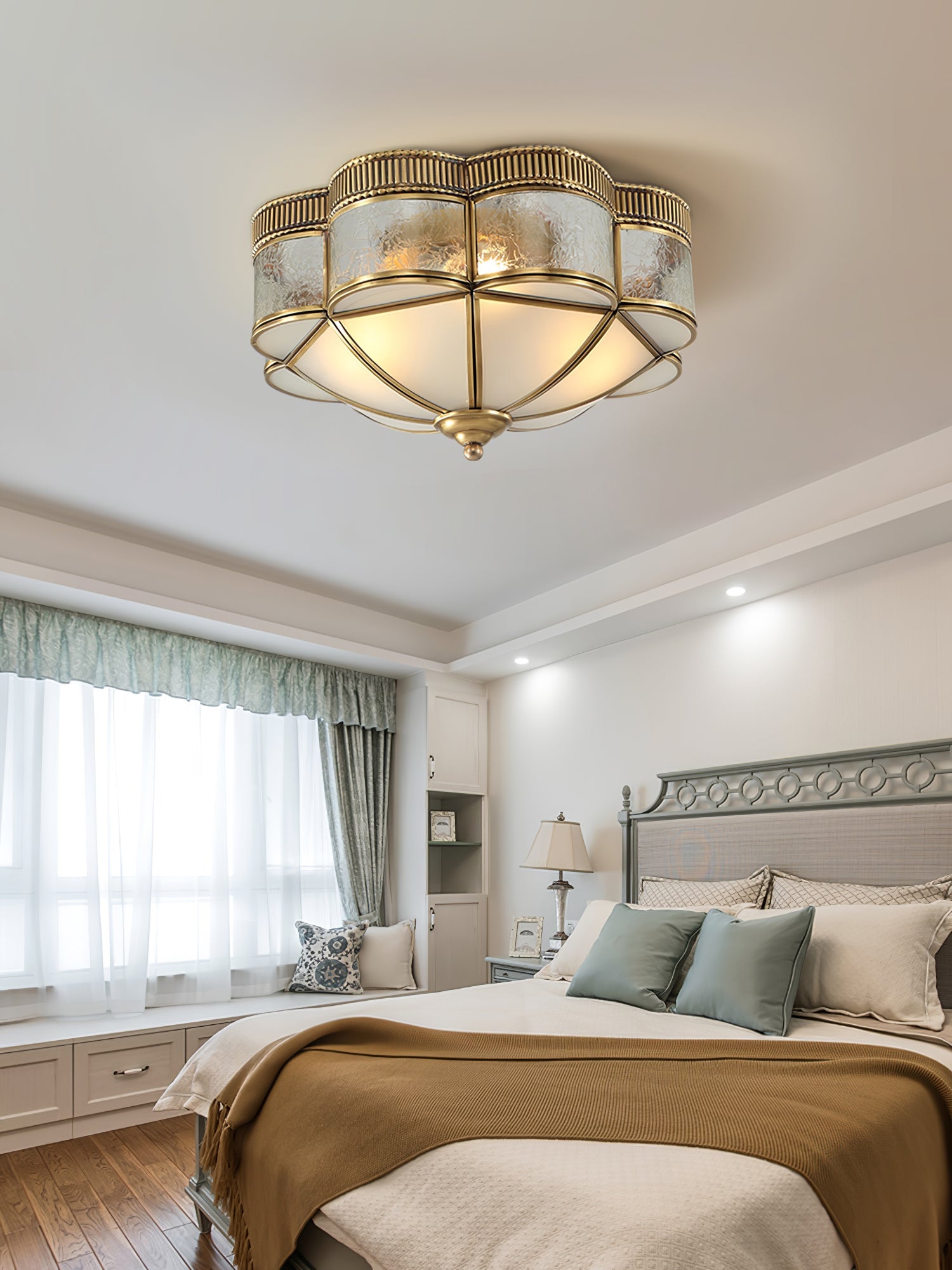 Brass Domed Flush Ceiling Lamp - Blowlighting