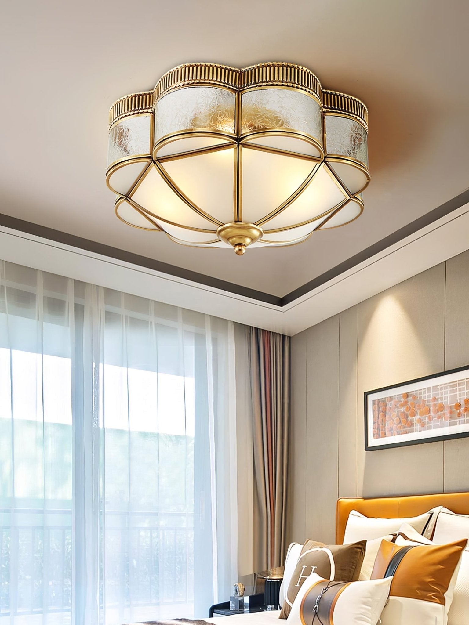 Brass Domed Flush Ceiling Lamp - Blowlighting